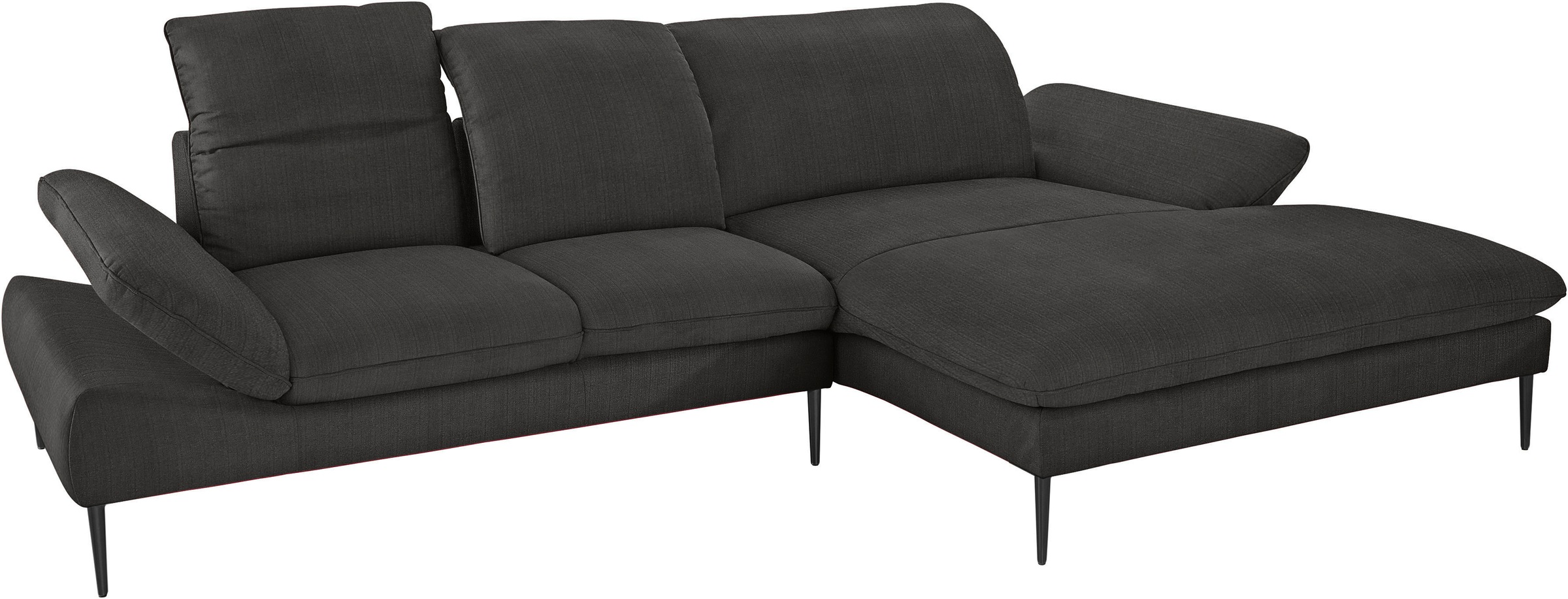 W.SCHILLIG Ecksofa »enjoy&MORE, Designsofa, elegant und bequem, L-Form«, Sitztiefenverstellung, Füße schwarz pulverbeschichtet, Breite 310 cm