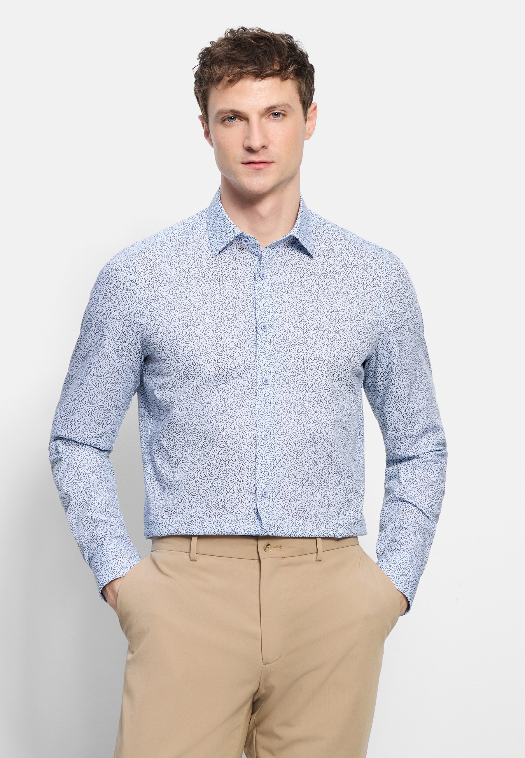 OLYMP Level Five Body Fit Herren Businesshemd Blau 43 8