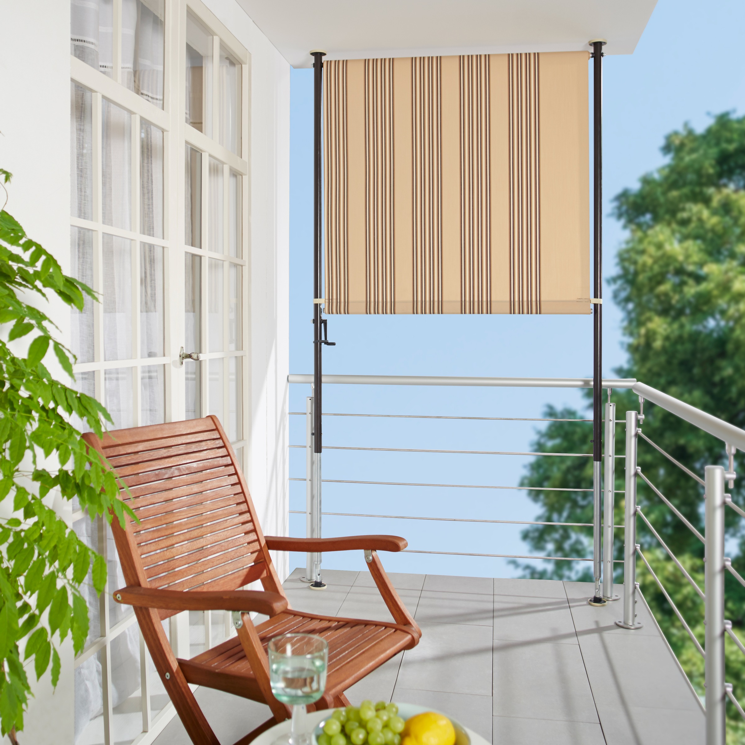 Angerer Freizeitmöbel Klemm-Senkrechtmarkise, beige/braun, BxH: 150x225 cm