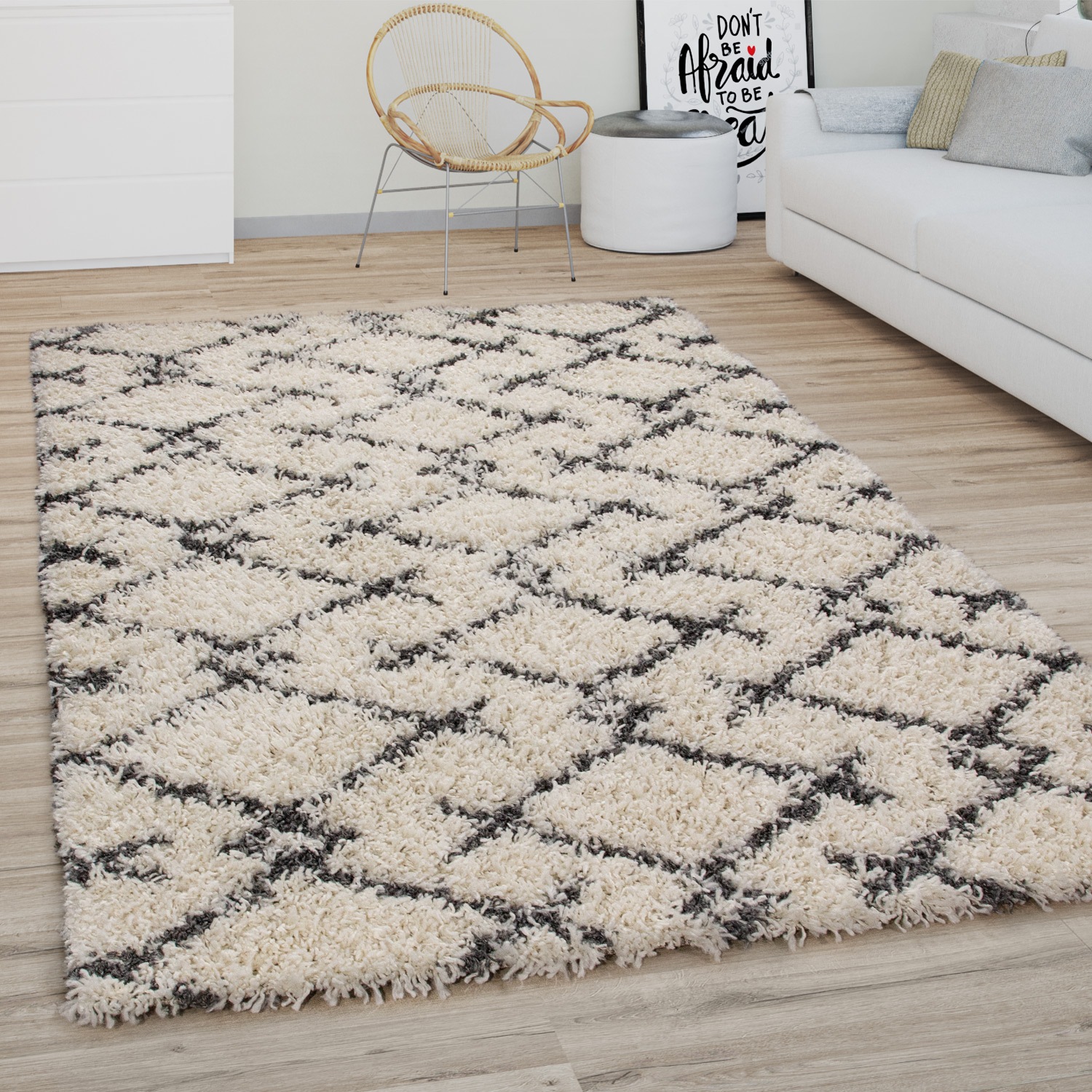 Paco Home Hochflor-Teppich "Kalmar 451" rechteckig 44 mm Höhe Shaggy, Scand günstig online kaufen
