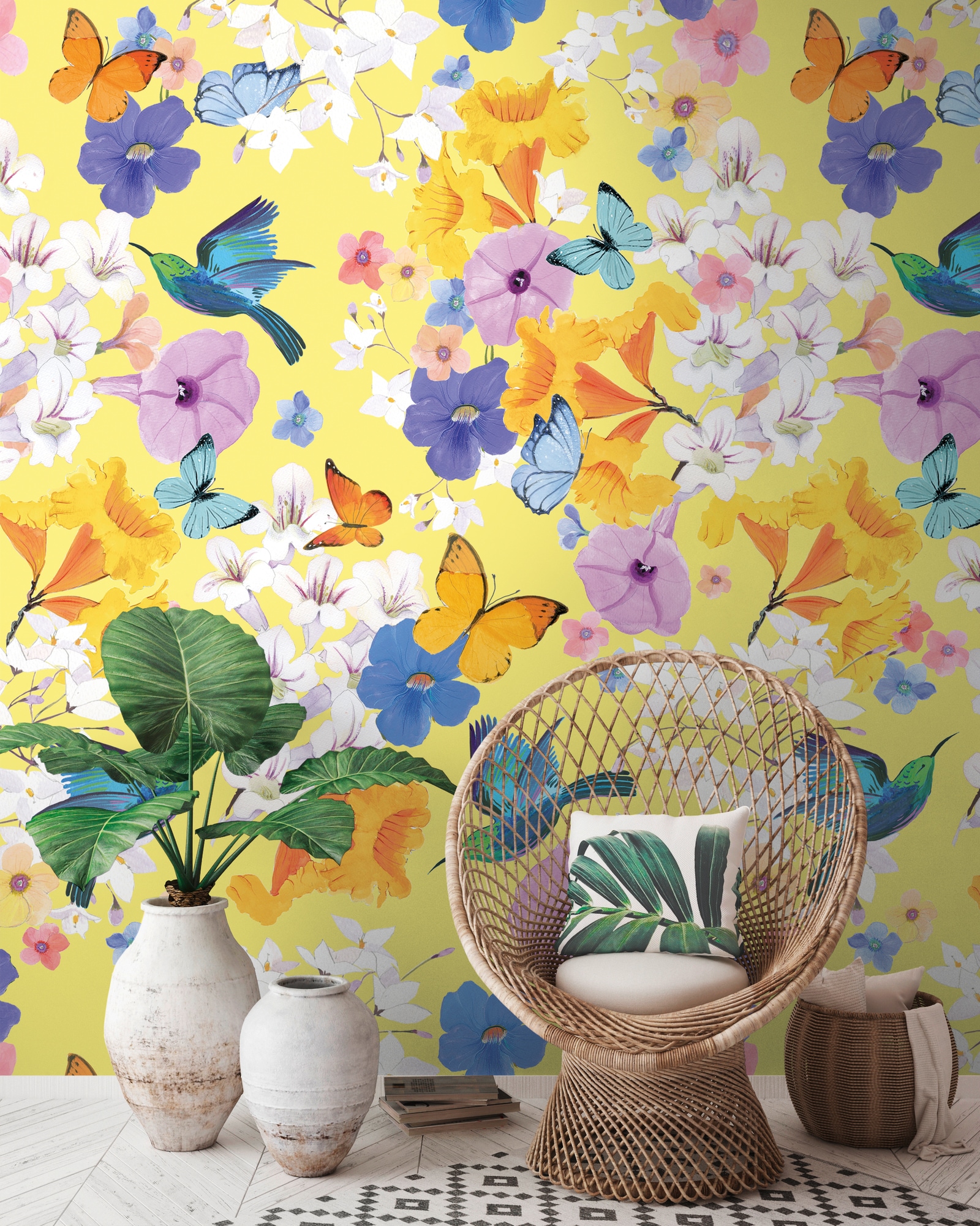 living walls gemustert matt neutral glatt Floral, Blumen Tapeten Wohnzimmer Schlafzimmer Küche modern Design