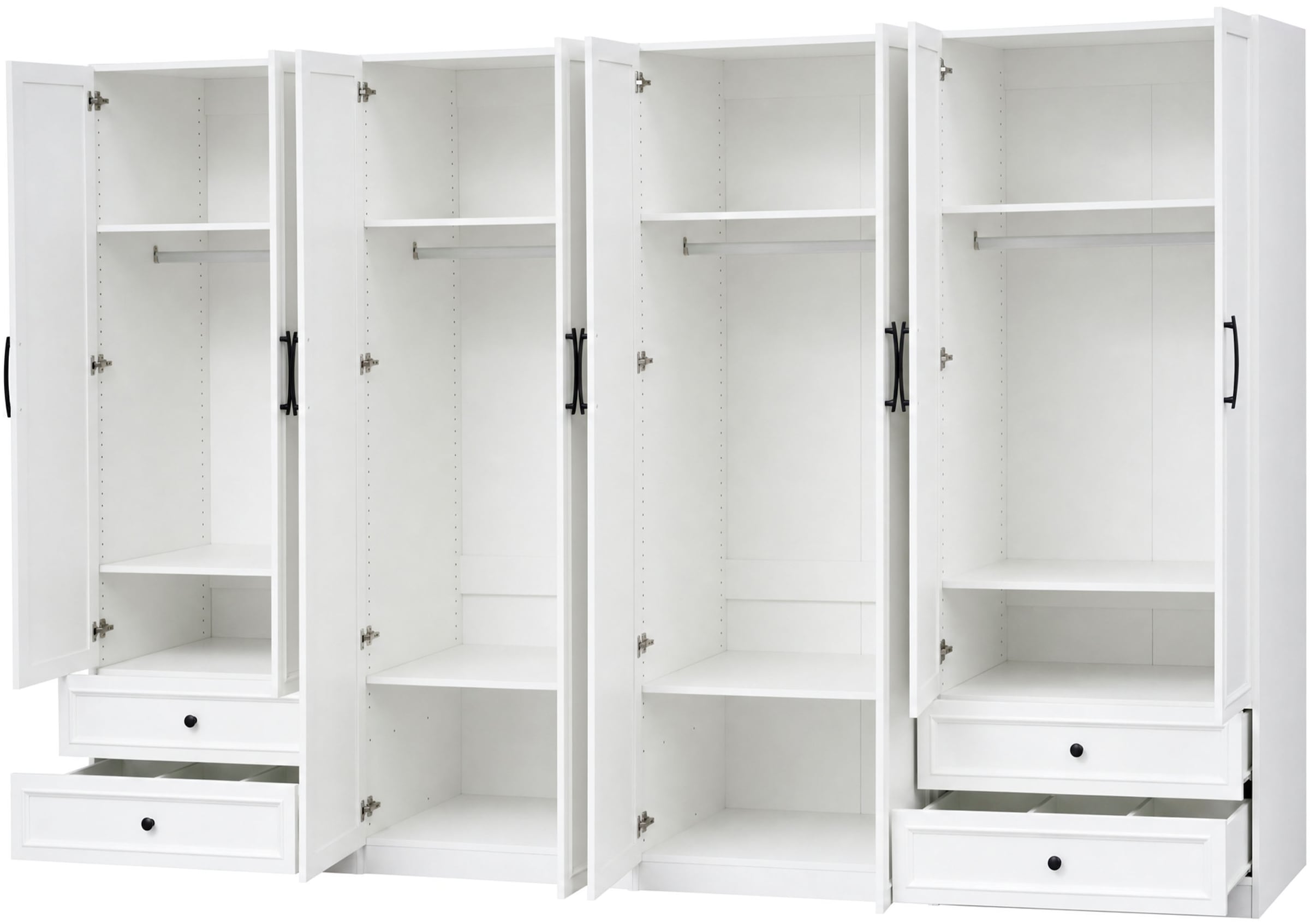 OTTO home Kleiderschrank »Arrian 320 cm Weiß | 8-türiger Drehtürenschrank im Landhausstil« XXL STAURAUM FÜR IHR ZUHAUSE