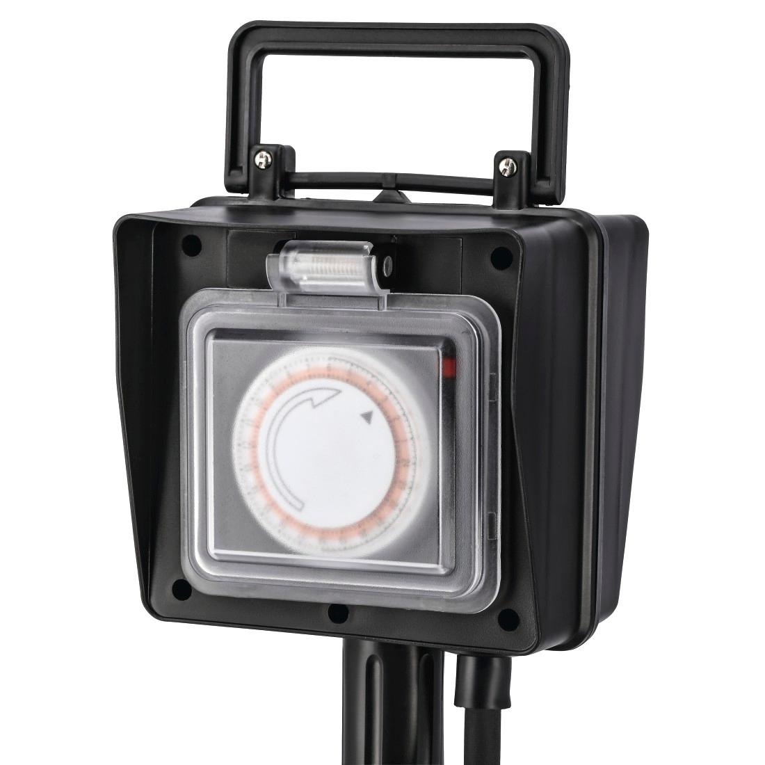 Hama Steckdose »Außensteckdose 2-fach, mit Zeitschaltuhr und Erdspieß, wetterfest IP44« Kabellänge 2m