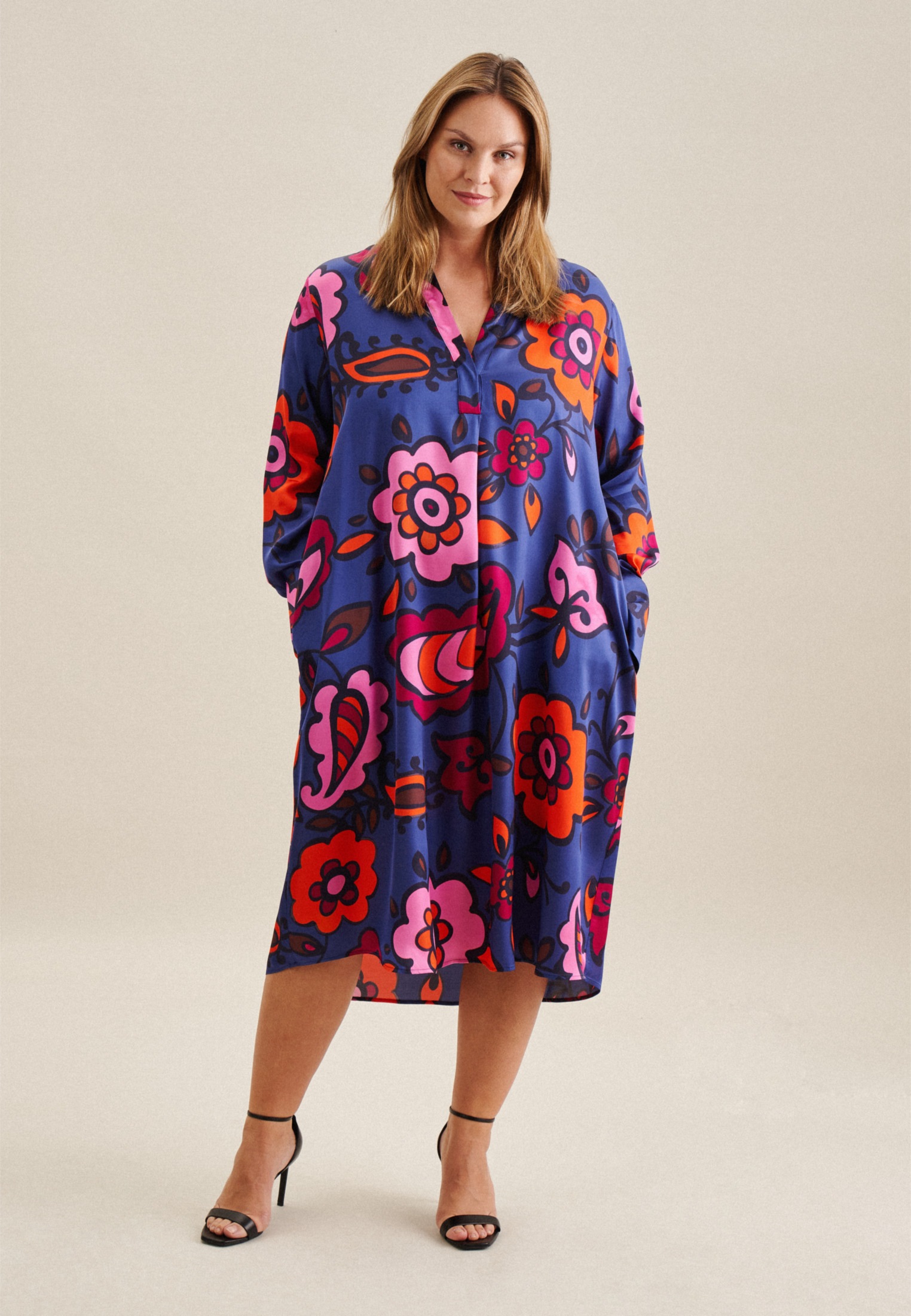 seidensticker Sommerkleid, Langarm Kragen Druck