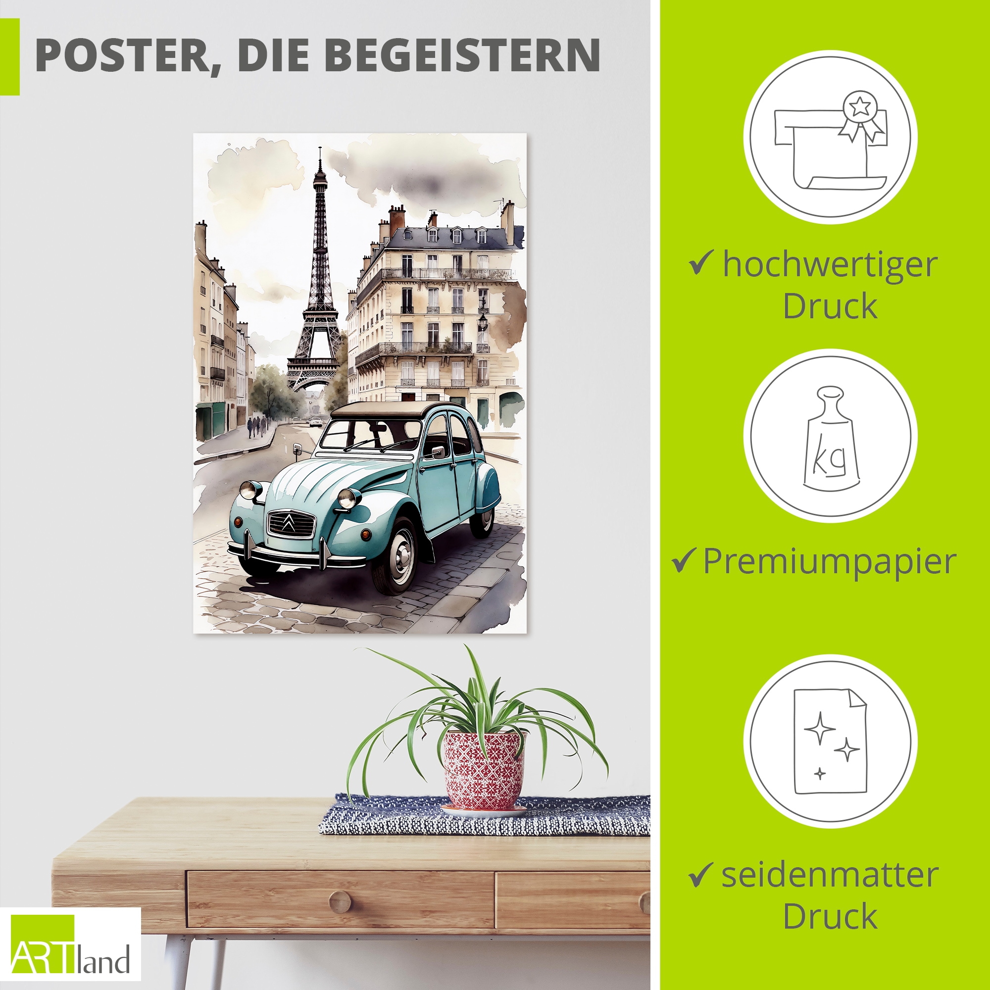 Artland Wandbild »2CV - die bekannte Ente« 1 Stk. tlg. als Alubild, Leinwandbild, Poster, Wandaufkleber in verschied. Größen