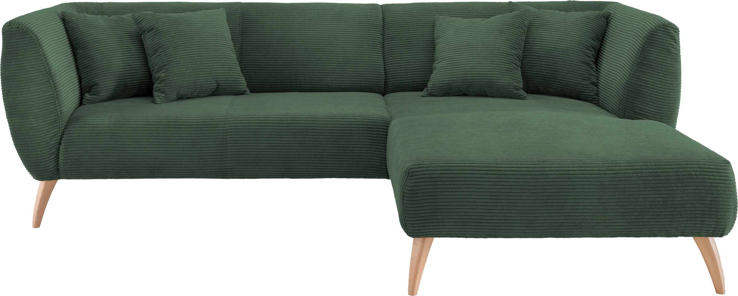 INOSIGN Ecksofa »Colori L-Form«, Holzfußfarbe wählbar, inkl. 4x Zierkissen