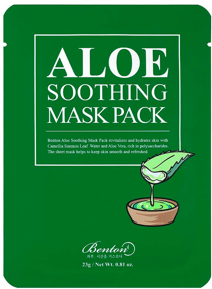 BENTON Tuchmaske "Soothing Mask Pack", weiß, Hautpflegemittel, Beruhigt irritierte und gerötete Haut und spendet Feuchtigkeit.