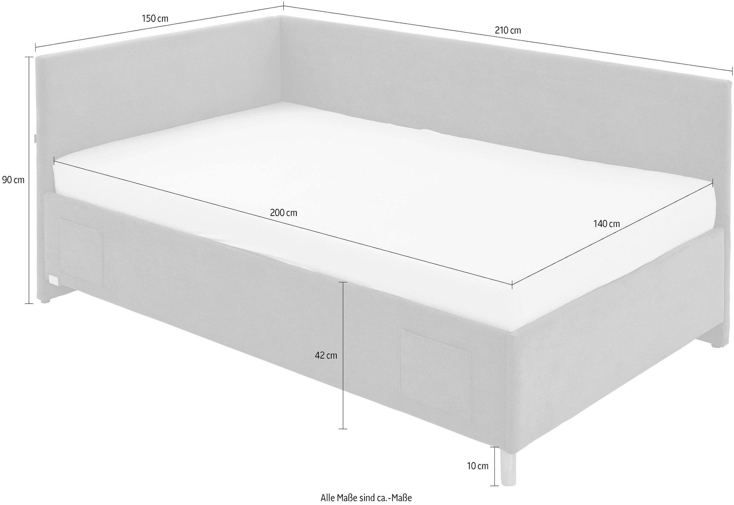 meise.möbel Kinderbett »COOL II«, Polsterbett wahlweise mit Bettkasten, Jugendbett inkl. USB Anschlüsse