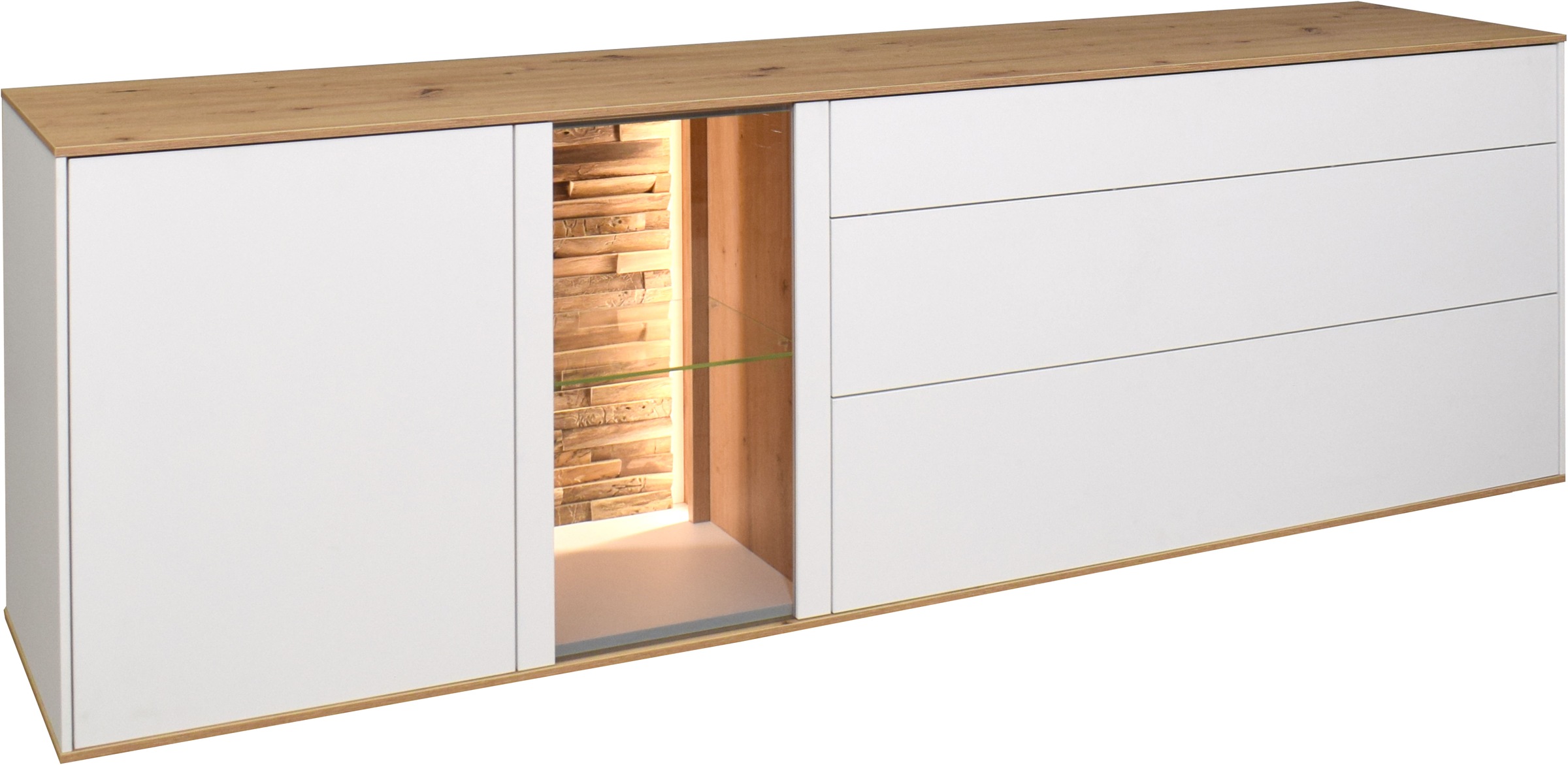 Thumbnail - Mäusbacher Lowboard Faro Lowboard B 207 cm, inkl. Beleuchtung, Push to open Funktion