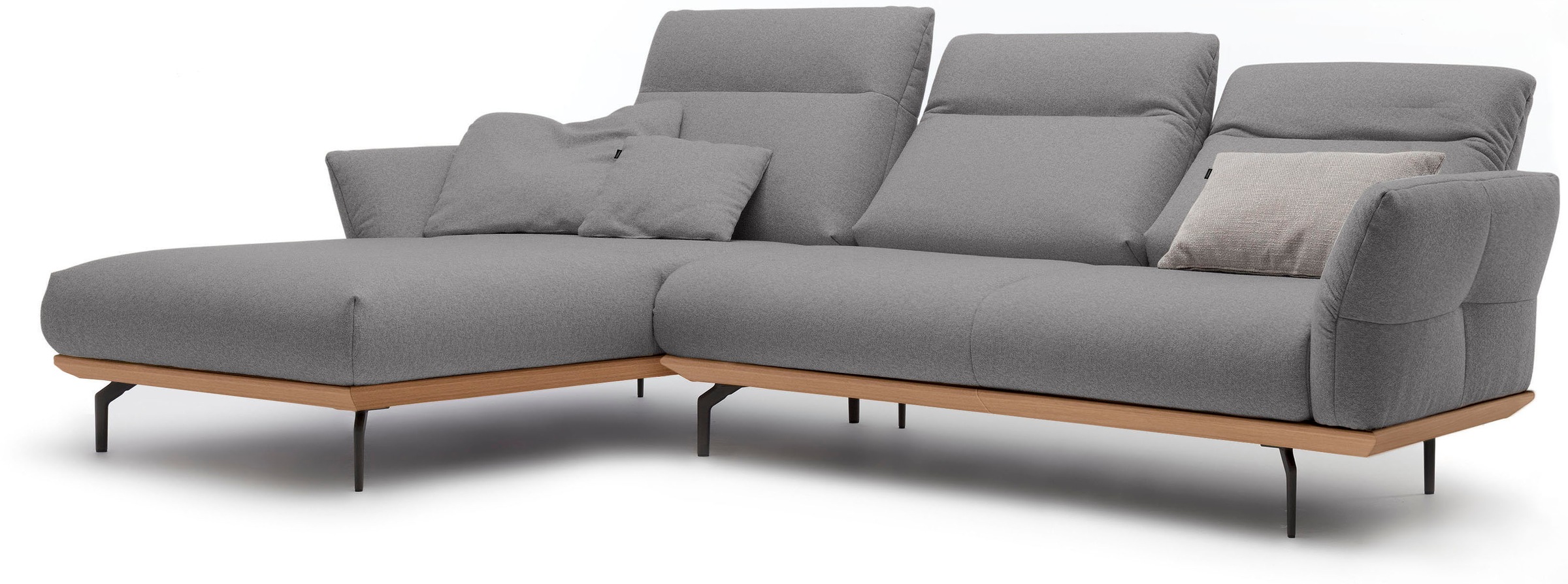 Creation BY ROLF BENZ Ecksofa »CR.460«, Sockel in Eiche, Alugussfüße in umbragrau, Breite 298 cm