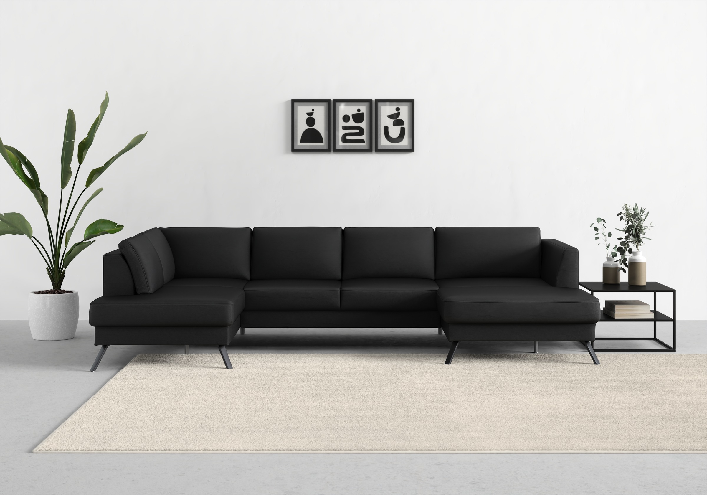 sit&more Wohnlandschaft »Lindholm U-Form«, mit Sitztiefenverstellung und Federkern