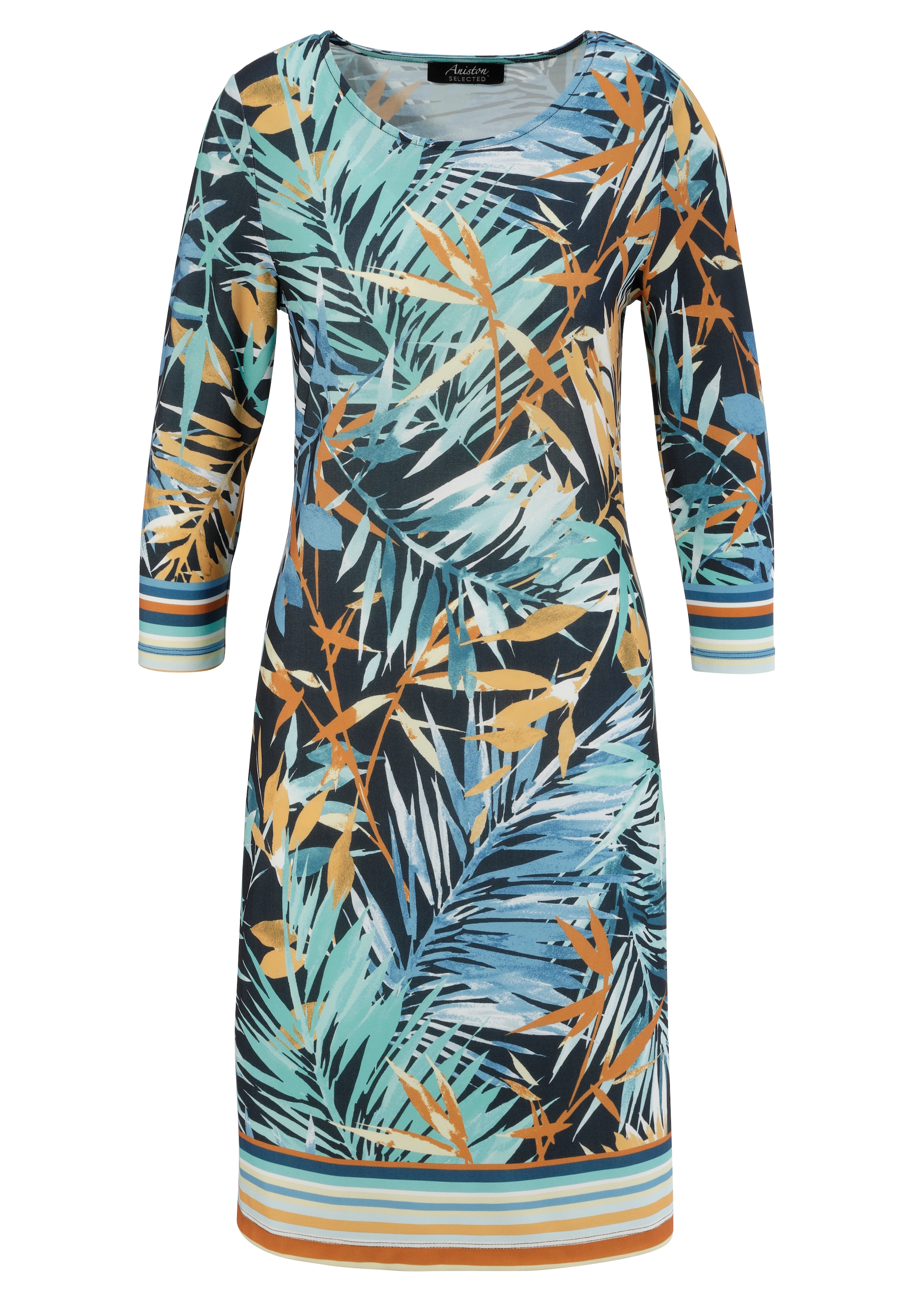 Aniston SELECTED Sommerkleid, mit gestreiften Ärmel- und Saumabschlüssen