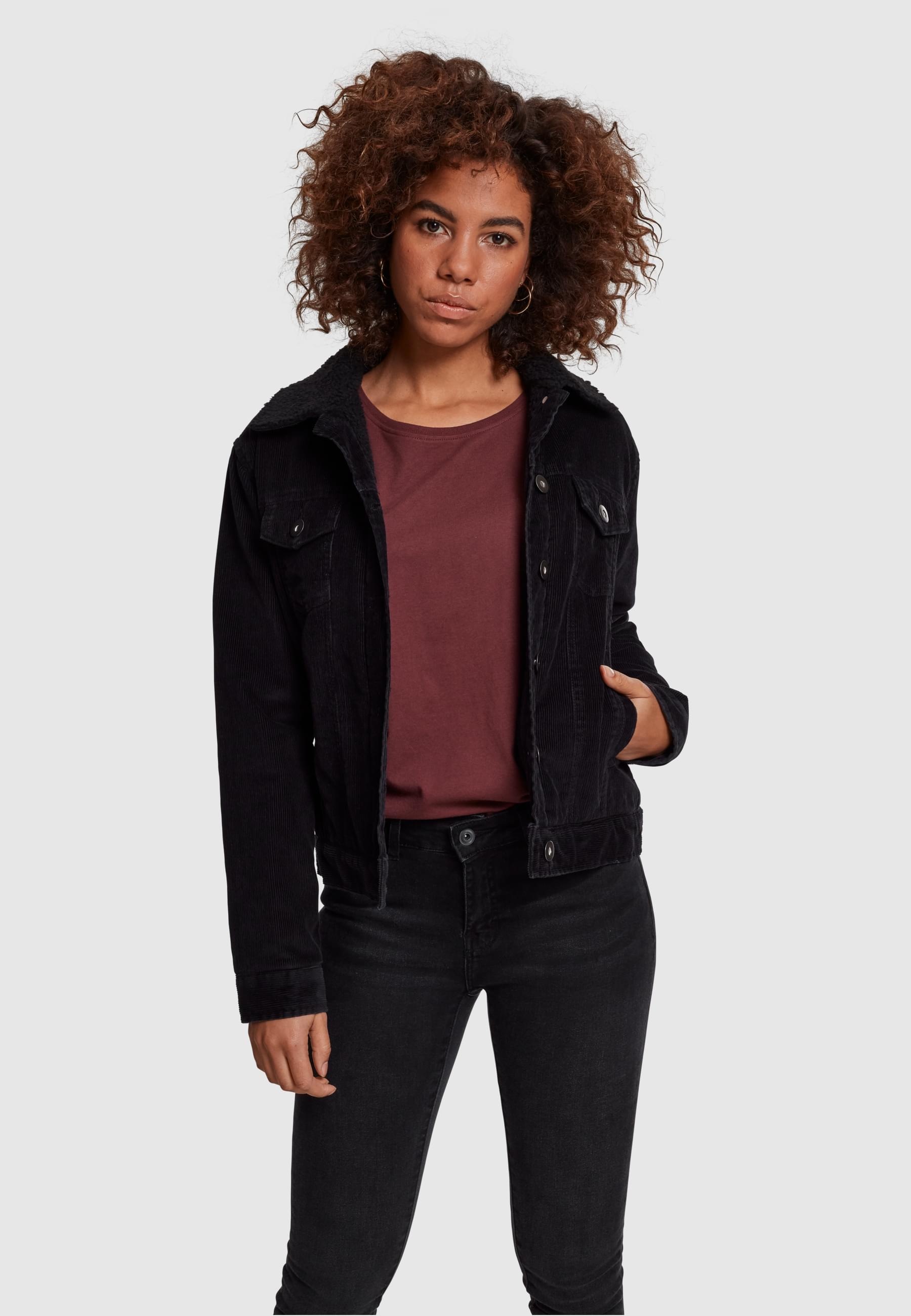 URBAN CLASSICS Winterjacke »Urban Classics Damen Ladies Sherpa Corduroy Jacket«, (1 St.), ohne Kapuze