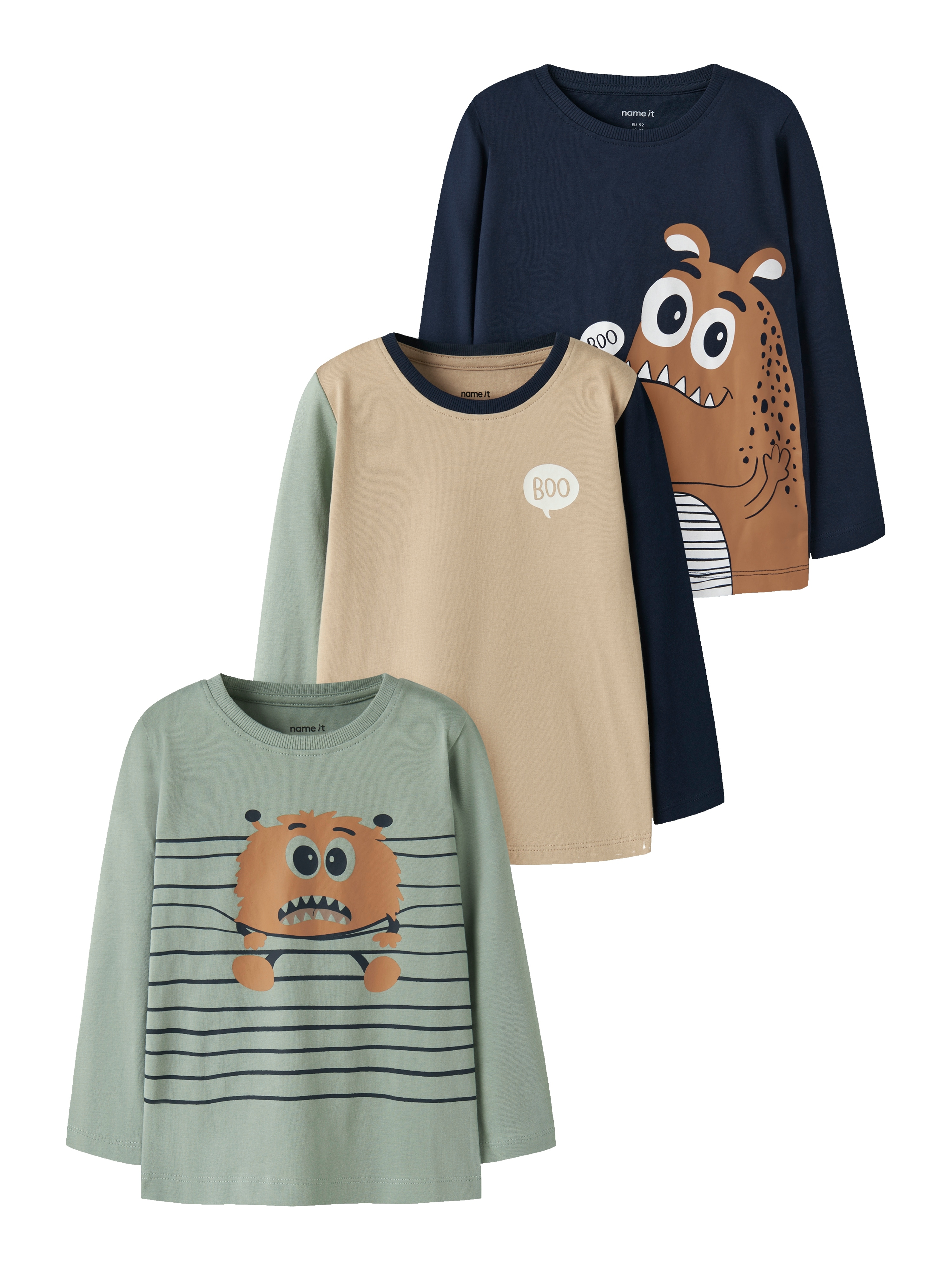 Name It Langarmshirt "NMMNIKO 3P LS TOP" Packung, 3 Baumwolle, regular fit