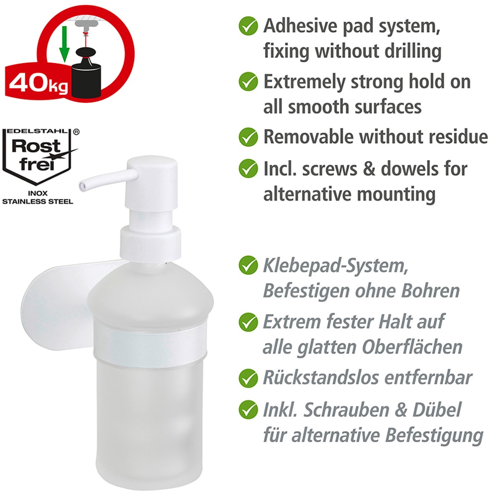 WENKO Seifenspender »Turbo-Loc® Modell Orea«, Befestigen ohne Bohren, Edelstahl-Halterung, 200 ml