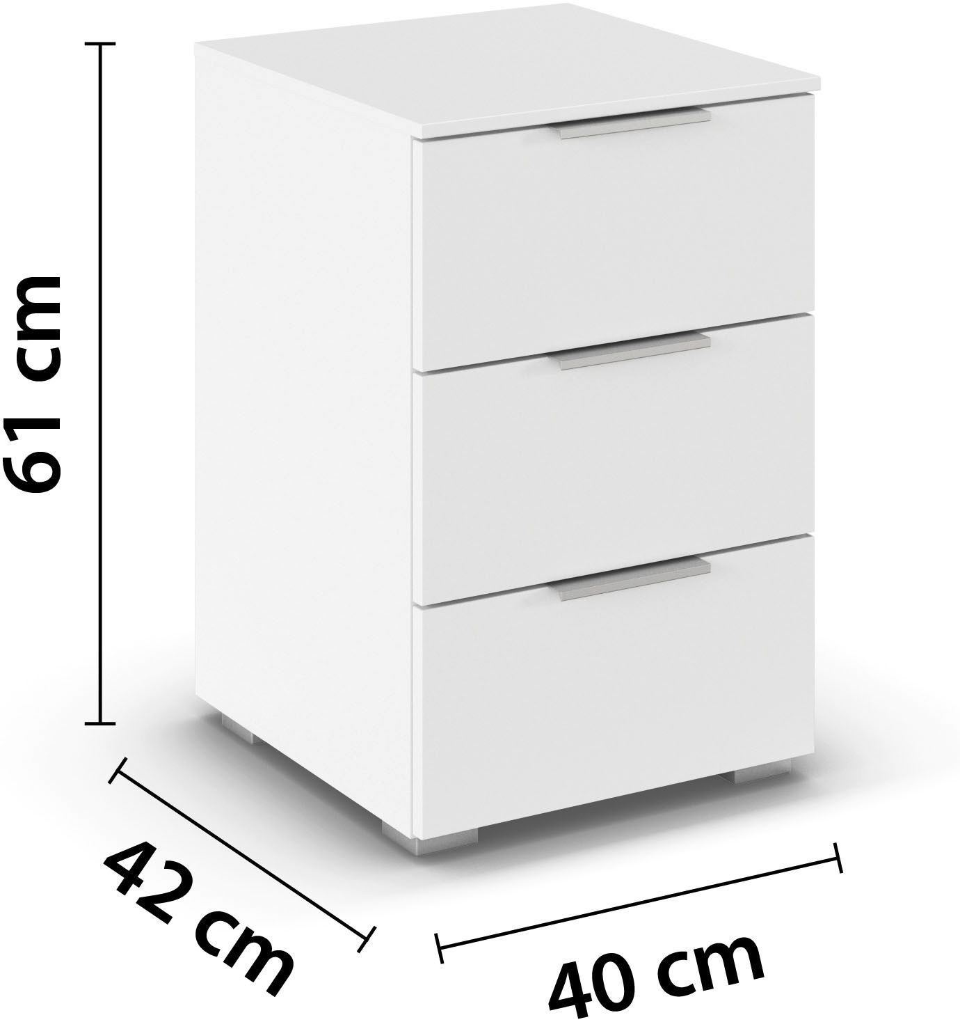rauch Nachtkommode »Nachttisch Nachtkonsole AGORDO in Dekor- oder Hochglanzfront«, (in zwei Griff-Farben, Breite 40 cm), mit 3 geräumigen Schubladen für viel Stauraum MADE IN GERMANY