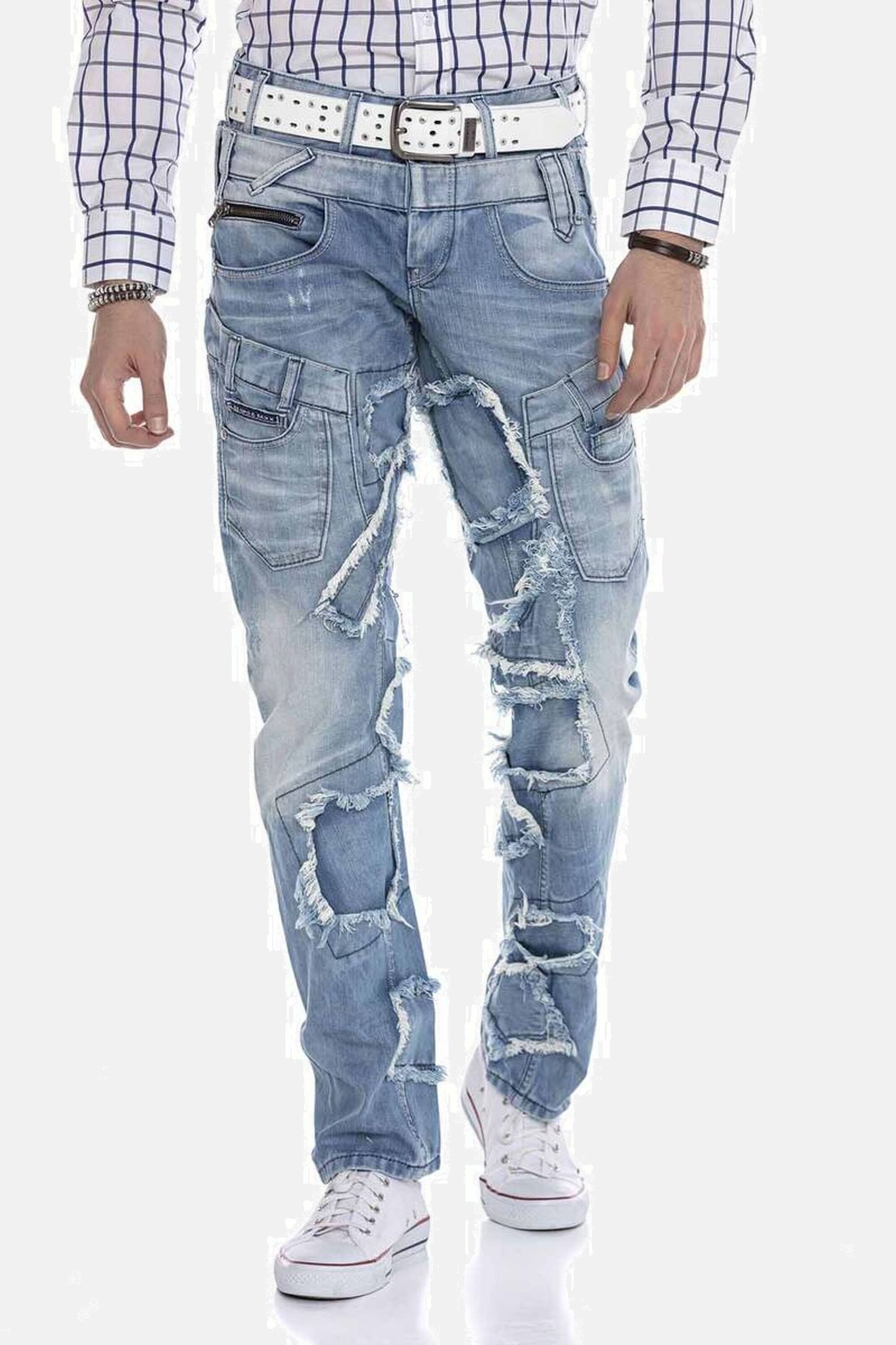 Cipo & Baxx Straight-Jeans "DENIM", bequeme Jeans im trendigen Patchwork-Design, CD617