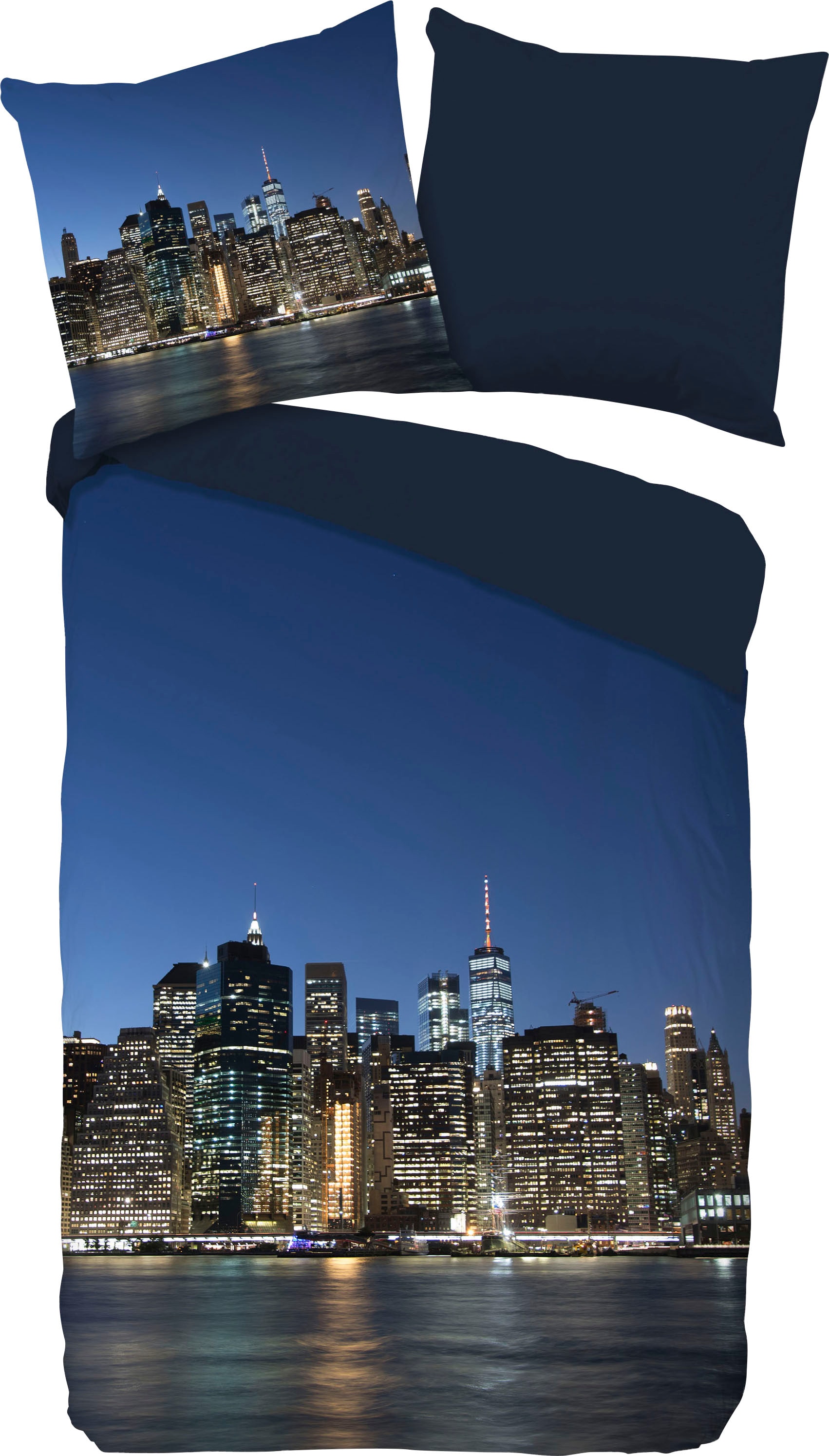 PURE luxury collection Wendebettwäsche "NY City", Mikrofaser, 135x200, Pflegeleicht, Reißverschluss, Wendeoptik New York