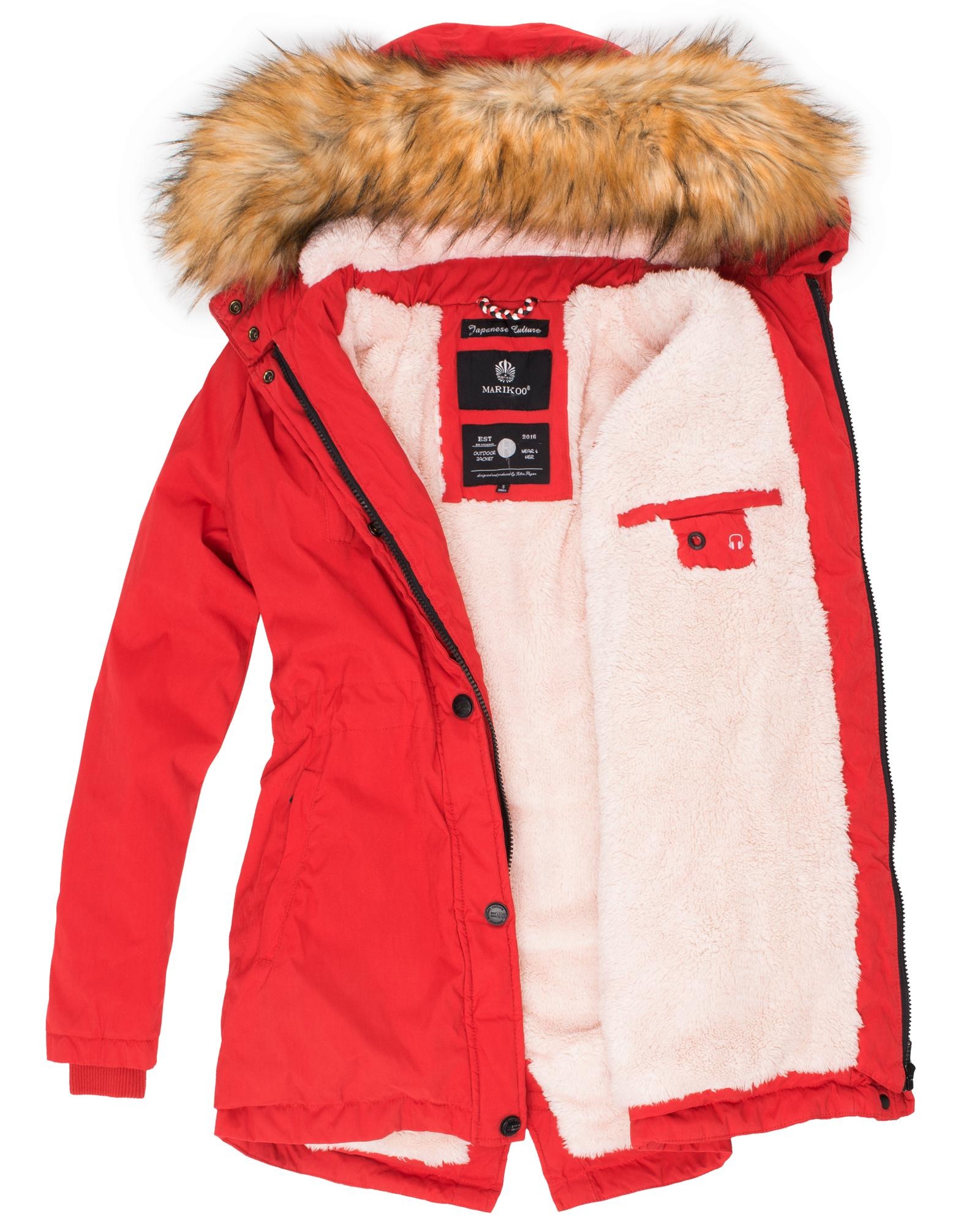 Marikoo Wintermantel »Akira«, edler Winterparka mit Kunstfellkapuze