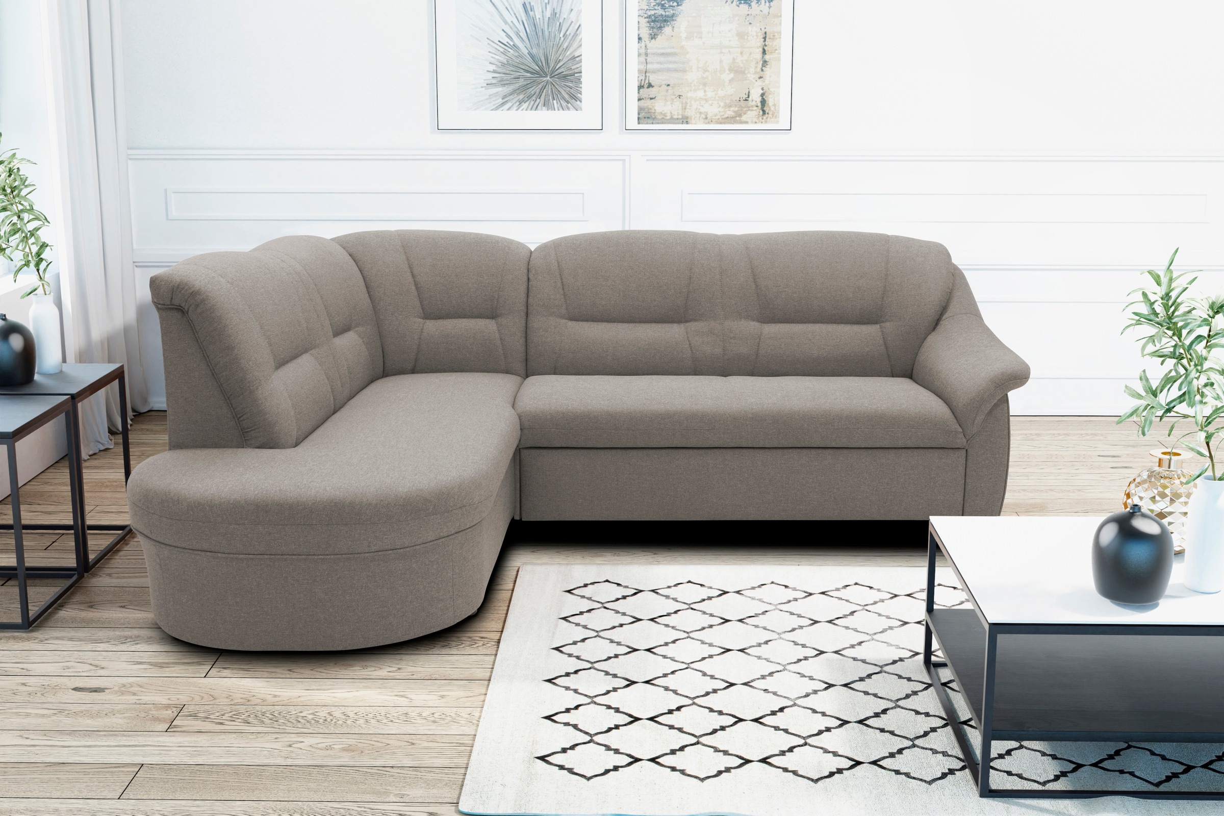 DOMO collection Ecksofa "Faenza für kleine Räume, Stellmaße 232x176cm, komf günstig online kaufen