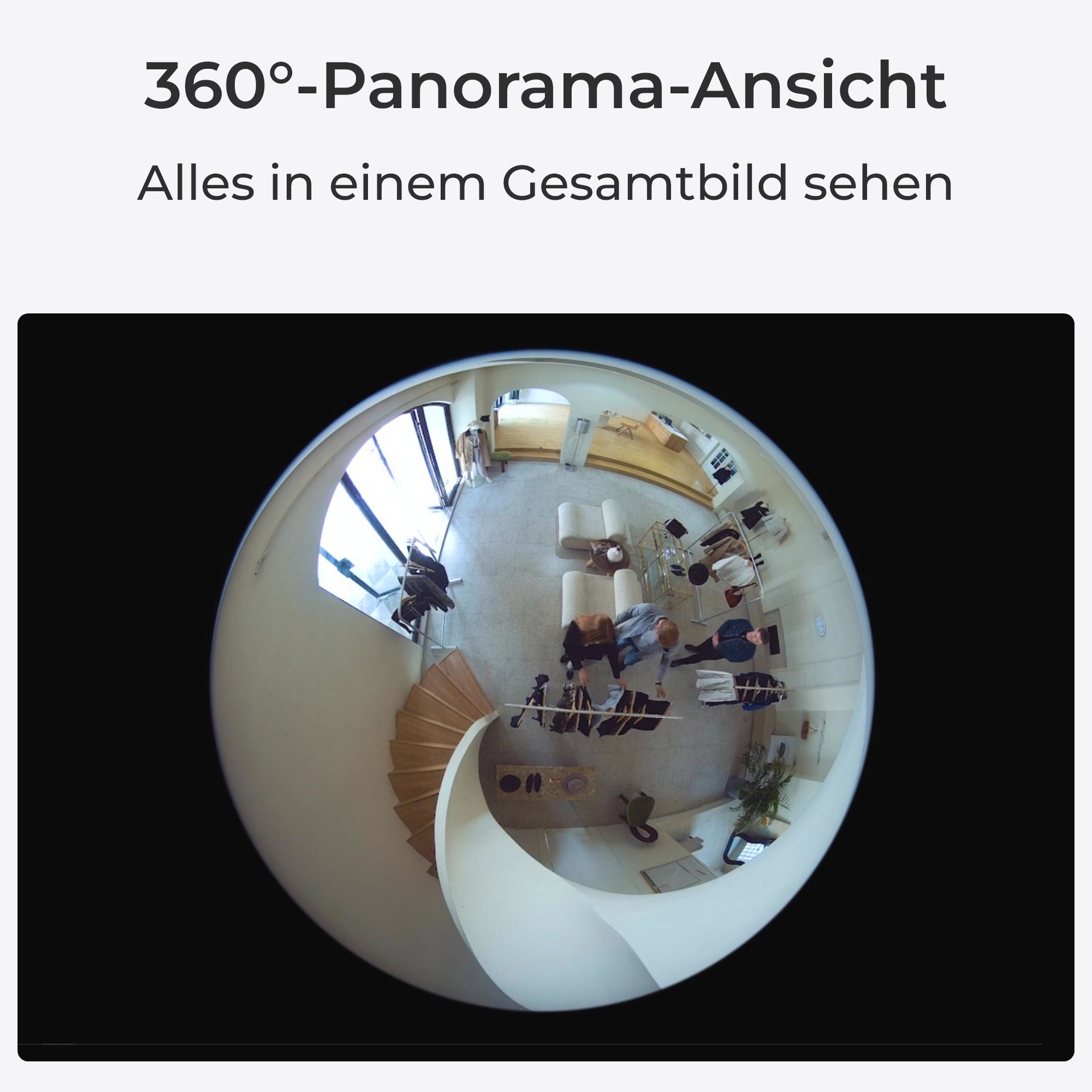 Reolink Überwachungskamera »Fisheye Serie W520 - 6MP Wi-Fi 360° Panorama Überwachungskamera Innen«, Außenbereich, Personenerkennung, Zwei-Wege-Audio, Mehrere Anzeigemodi, Nachtsicht