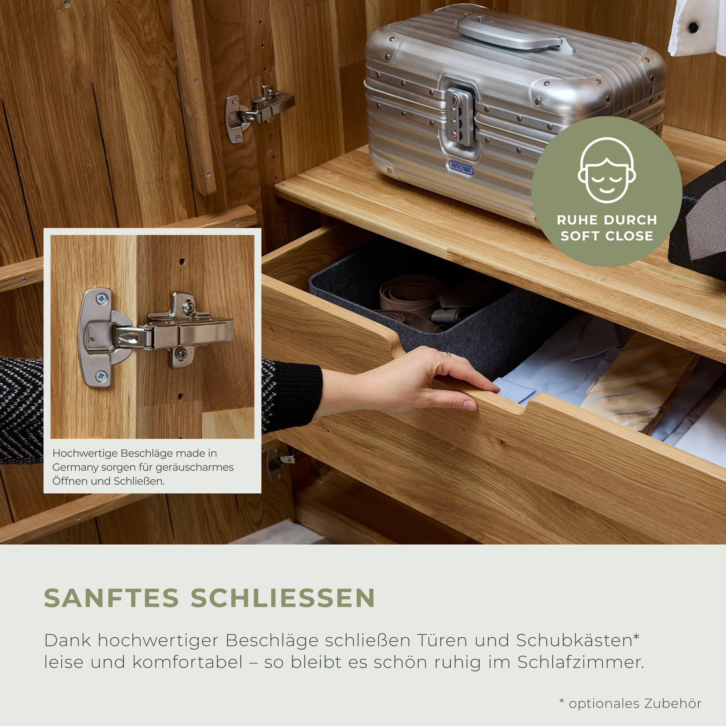 Home affaire Kleiderschrank »Azelie, aus Wildeiche« Massivholz-Kleiderschrank, im 50 cm Raster planbar