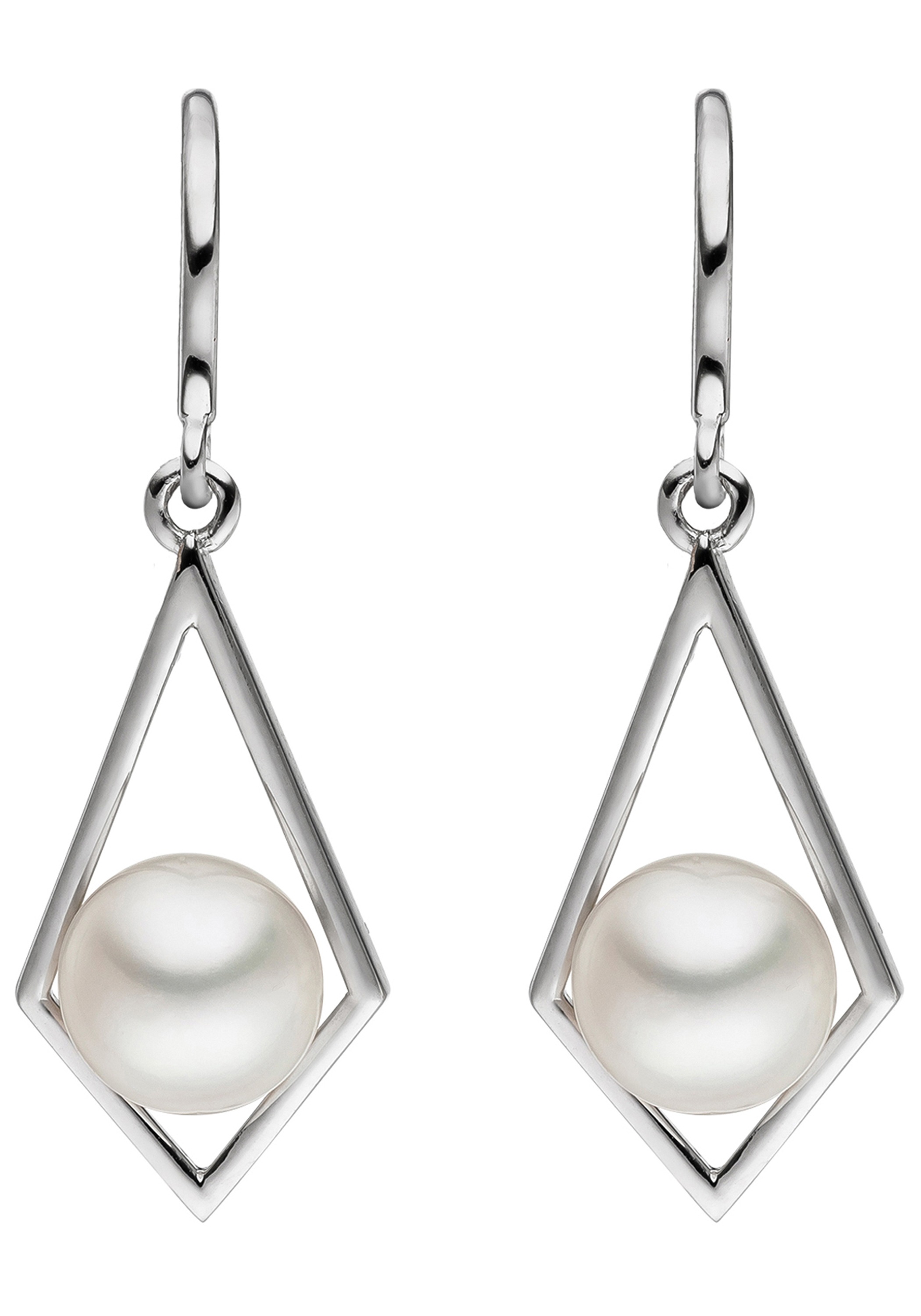 JOBO Perlenohrringe 585 Weißgold mit Süßwasser-Zuchtperlen