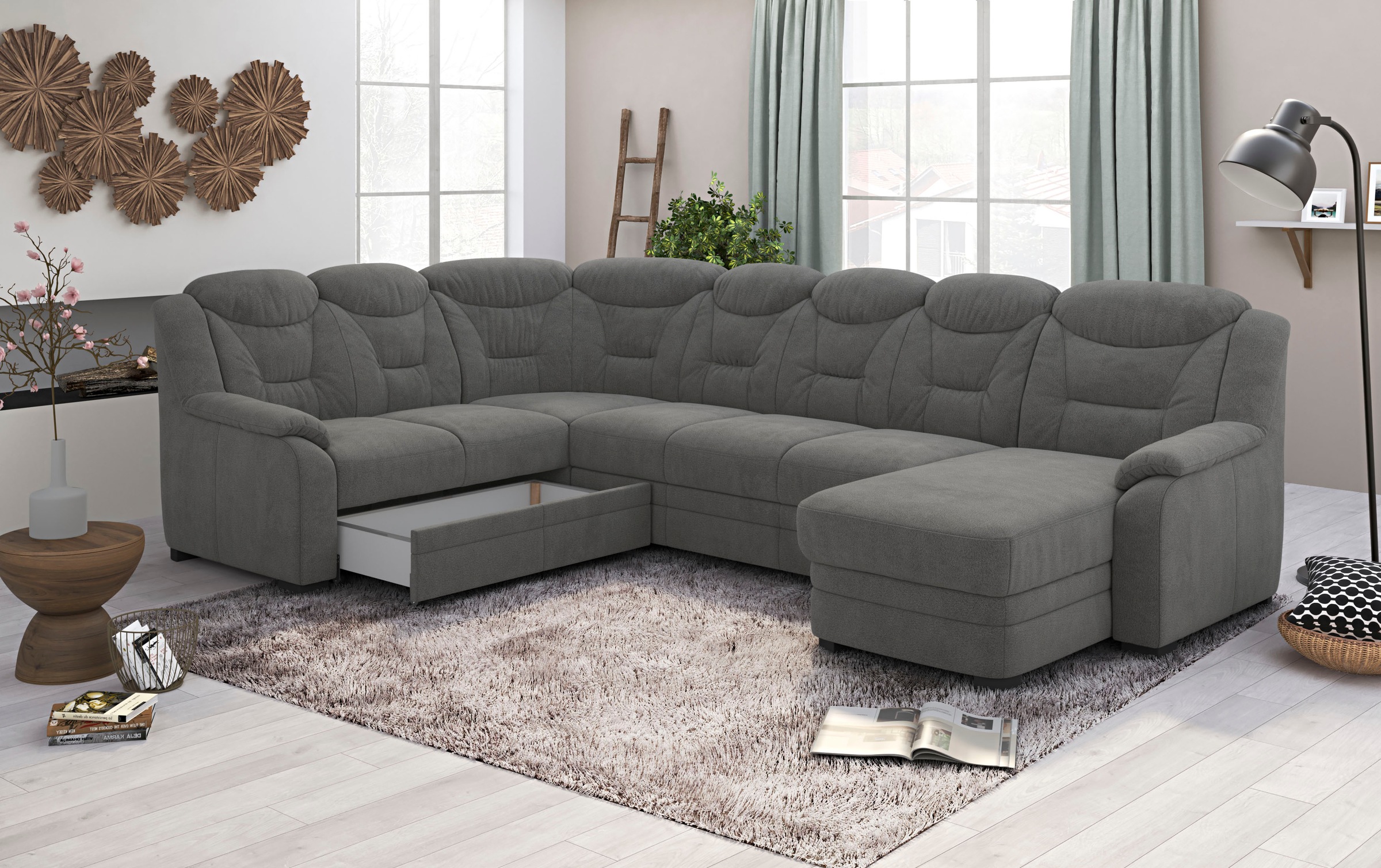 COTTA Wohnlandschaft »Marcus U-Form«, Bequeme Wohnlandschaft in klassischem Design mit hoher Rückenlehne