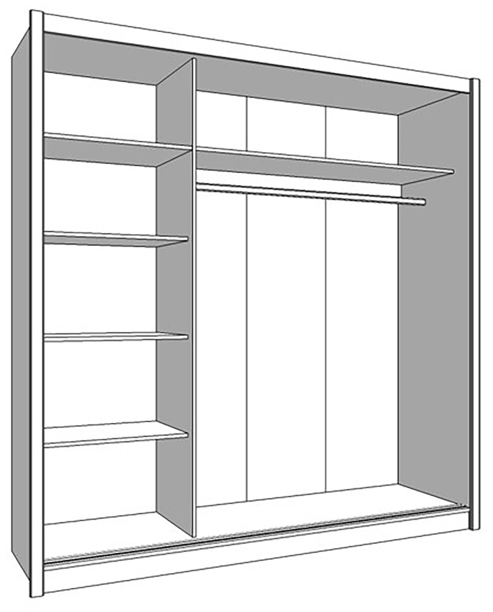 INOSIGN Schwebetürenschrank »Navara Kleiderschrank mit Spiegel Wäscheschrank«, mit kompletter Spiegelfront, FSC®-zertifiziert, 213,5x215,5x61cm