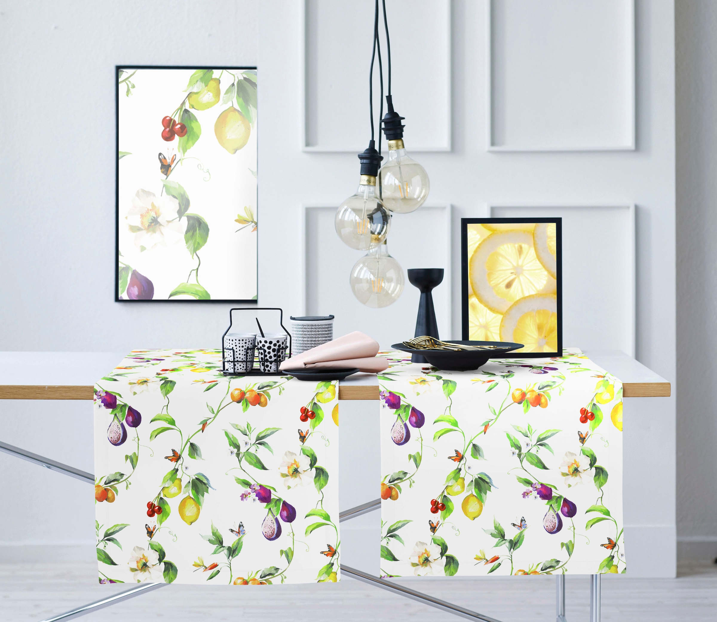 APELT Tischläufer »6851 SUMMERTIME, Sommerdeko, Sommer«, (1 St.), mit Blüten und Früchten, Digitaldruck