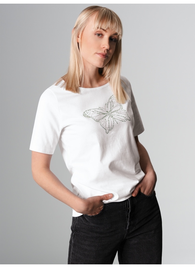 T-Shirt »TRIGEMA T-Shirt mit Schmetterling aus Strasssteinen«, (1 tlg.)