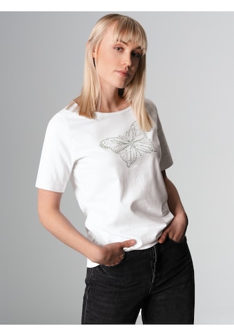 T-Shirt »TRIGEMA T-Shirt mit Schmetterling aus Strasssteinen«, (1 tlg.)