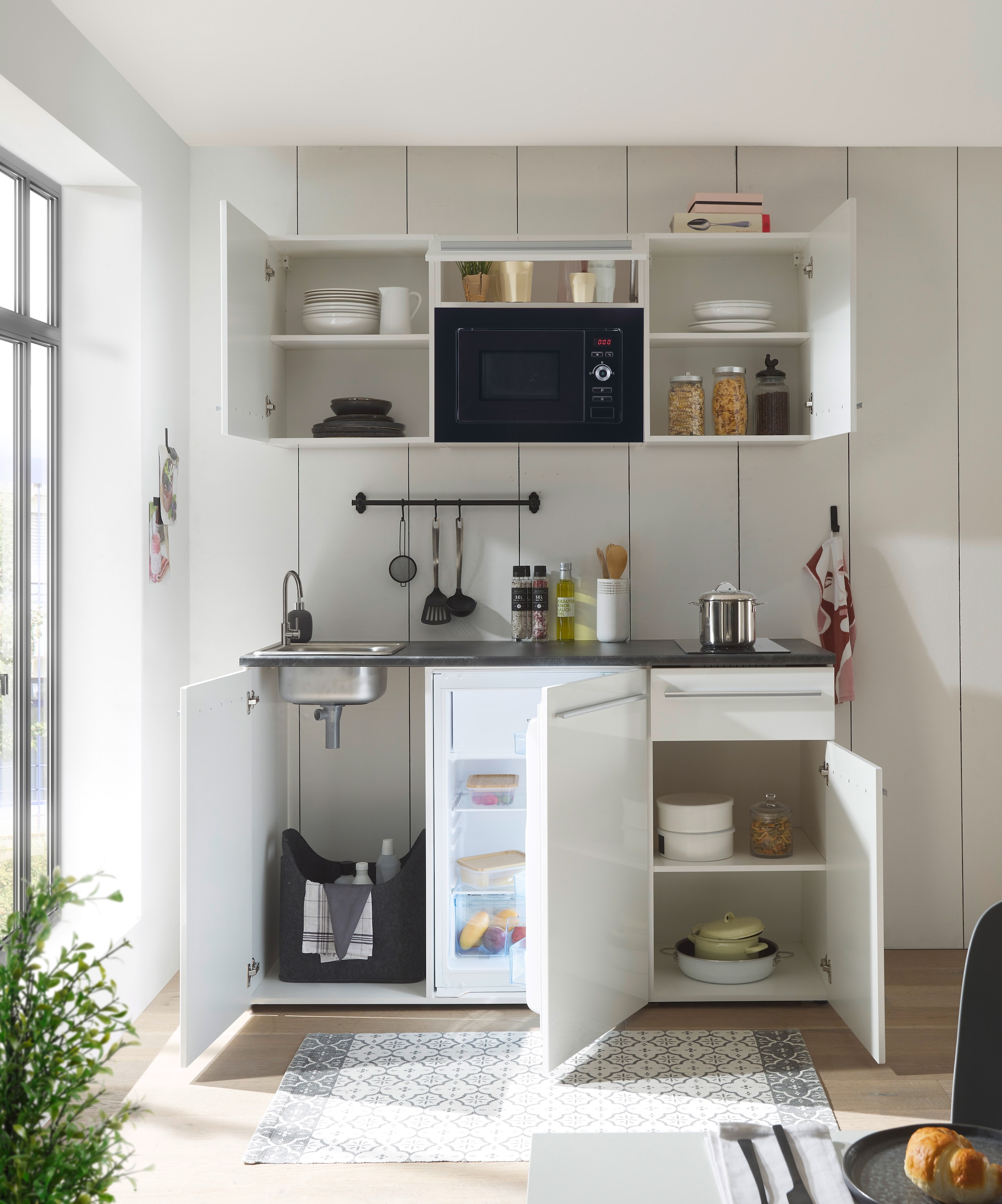 BASIC by Balculina Küchenzeile »Jazz Singleküche«, Breite 160 cm, mit und ohne Geräte lieferbar