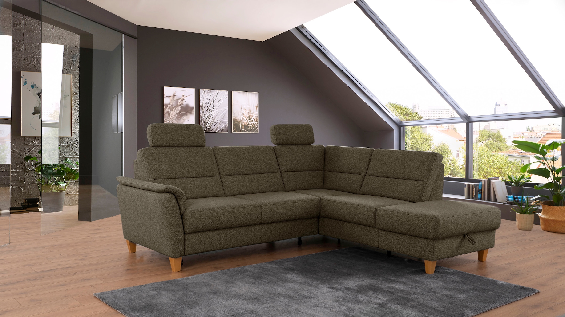 Home affaire Ecksofa "Palmera L-Form, B: 236 cm" optional Bettfunktion & Be günstig online kaufen
