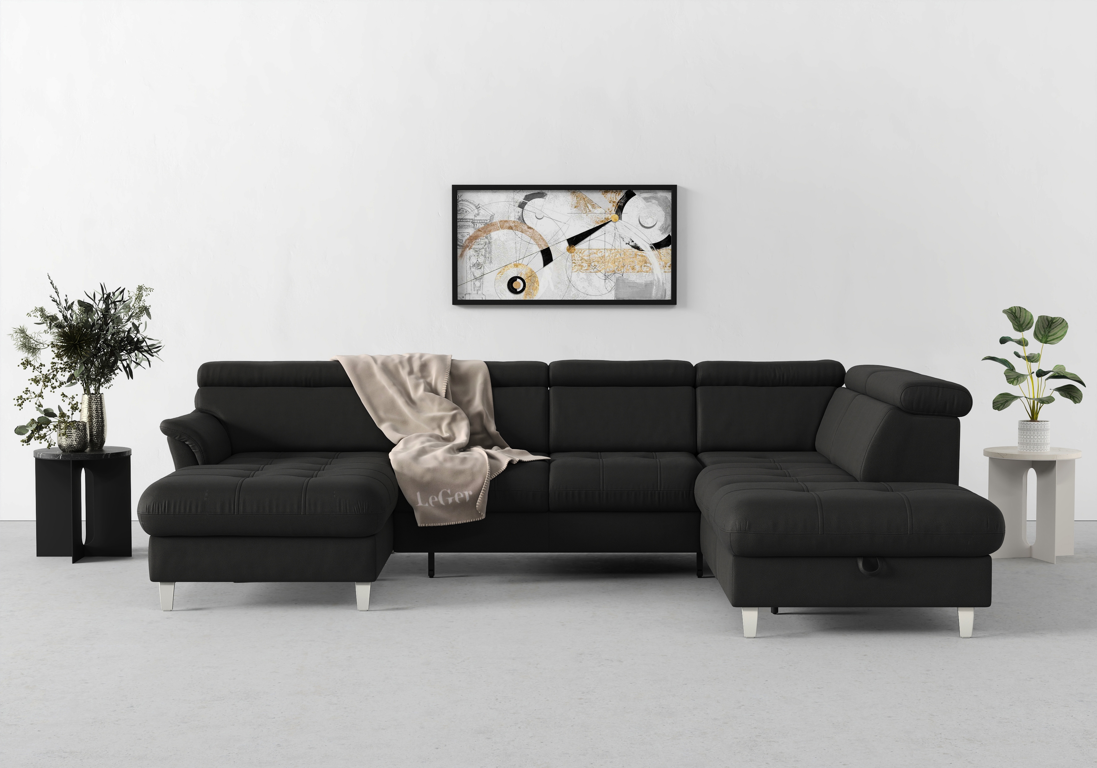 sit&more Wohnlandschaft "Marano U-Form" inklusive Kopfteilverstellung, optional Schlaffunktion & Bettkasten