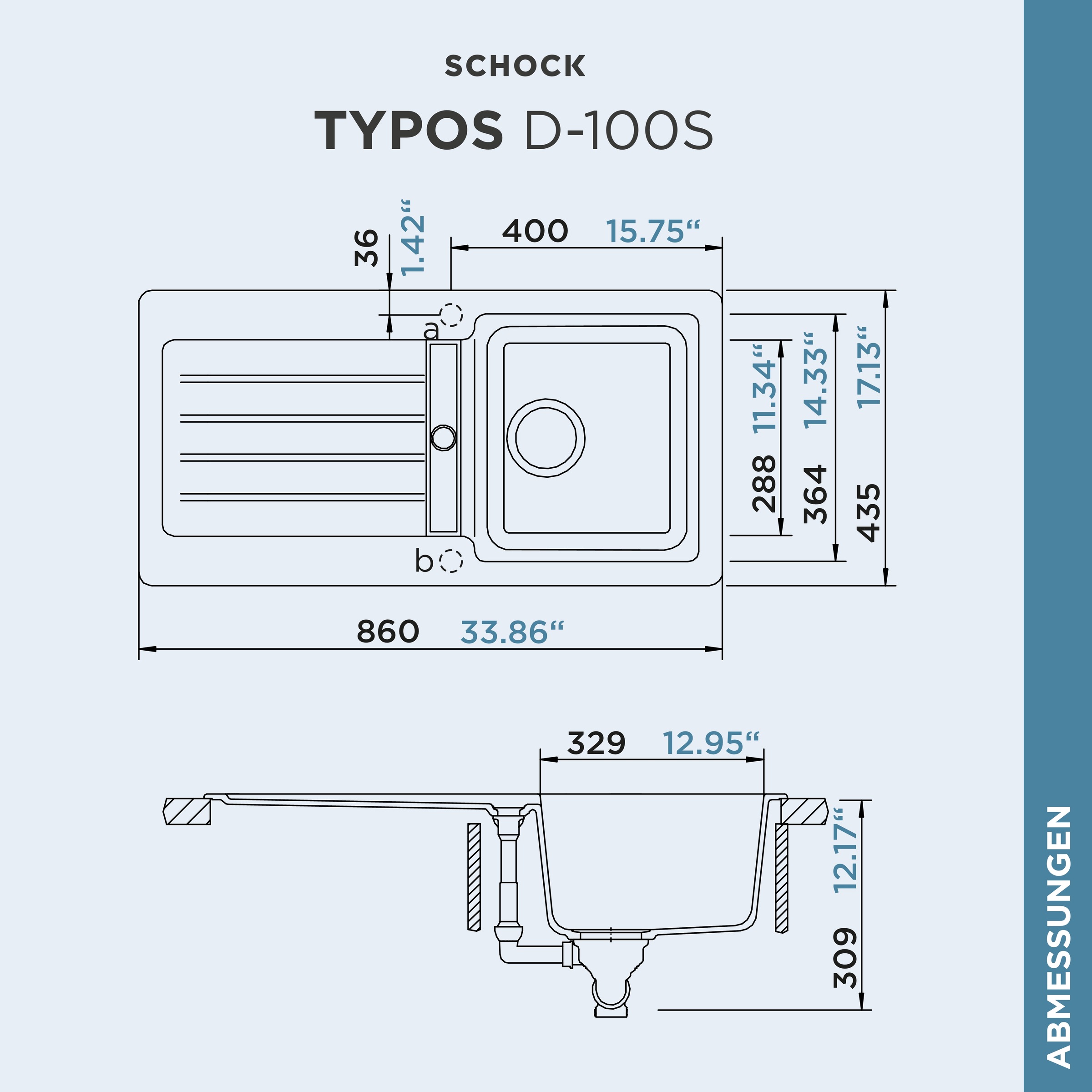 Schock Granitspüle »Typos D-100 S«, mit Ablauf und Abtropffläche, links und rechts einbaubar
