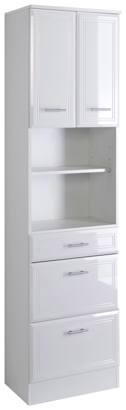 welltime Hochschrank "Neapel", Breite 50 cm, mit Hochglanzfronten und eleganter Fräsung