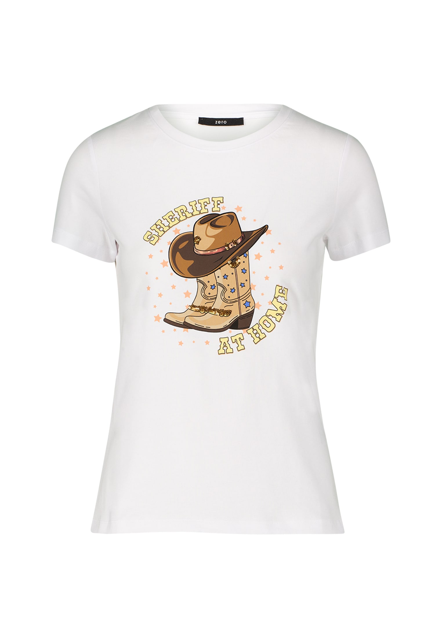 Zero Kurzarmshirt »zero Shirt mit Cowboy-Print«, (1 tlg.), Plain/ohne Details