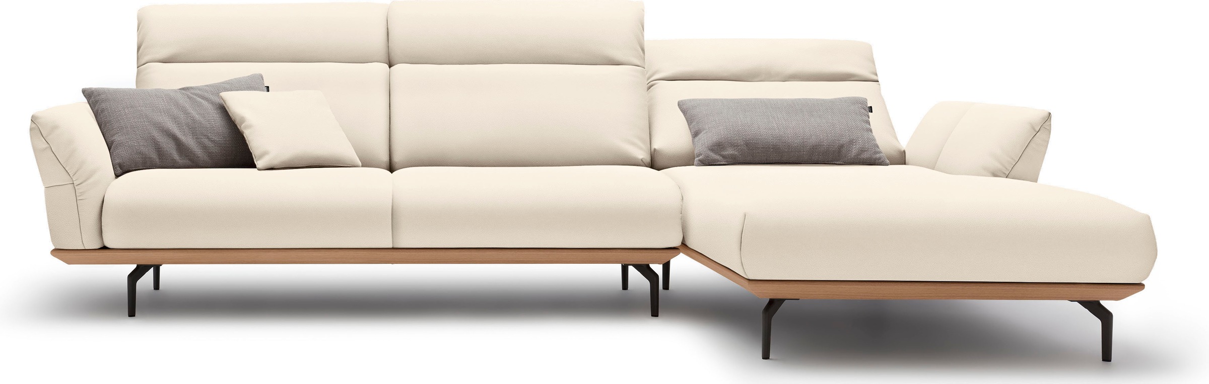 Creation BY ROLF BENZ Ecksofa »CR.460«, Sockel in Eiche, Winkelfüße in Umbragrau, Breite 318 cm