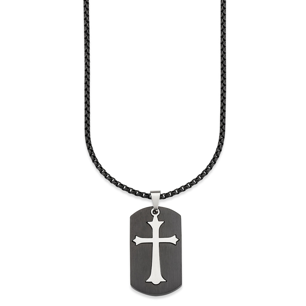 Bruno Banani Kette mit Anhänger »Schmuck Geschenk, Halskette Kreuz Venezianerkette Silber Schwarz«