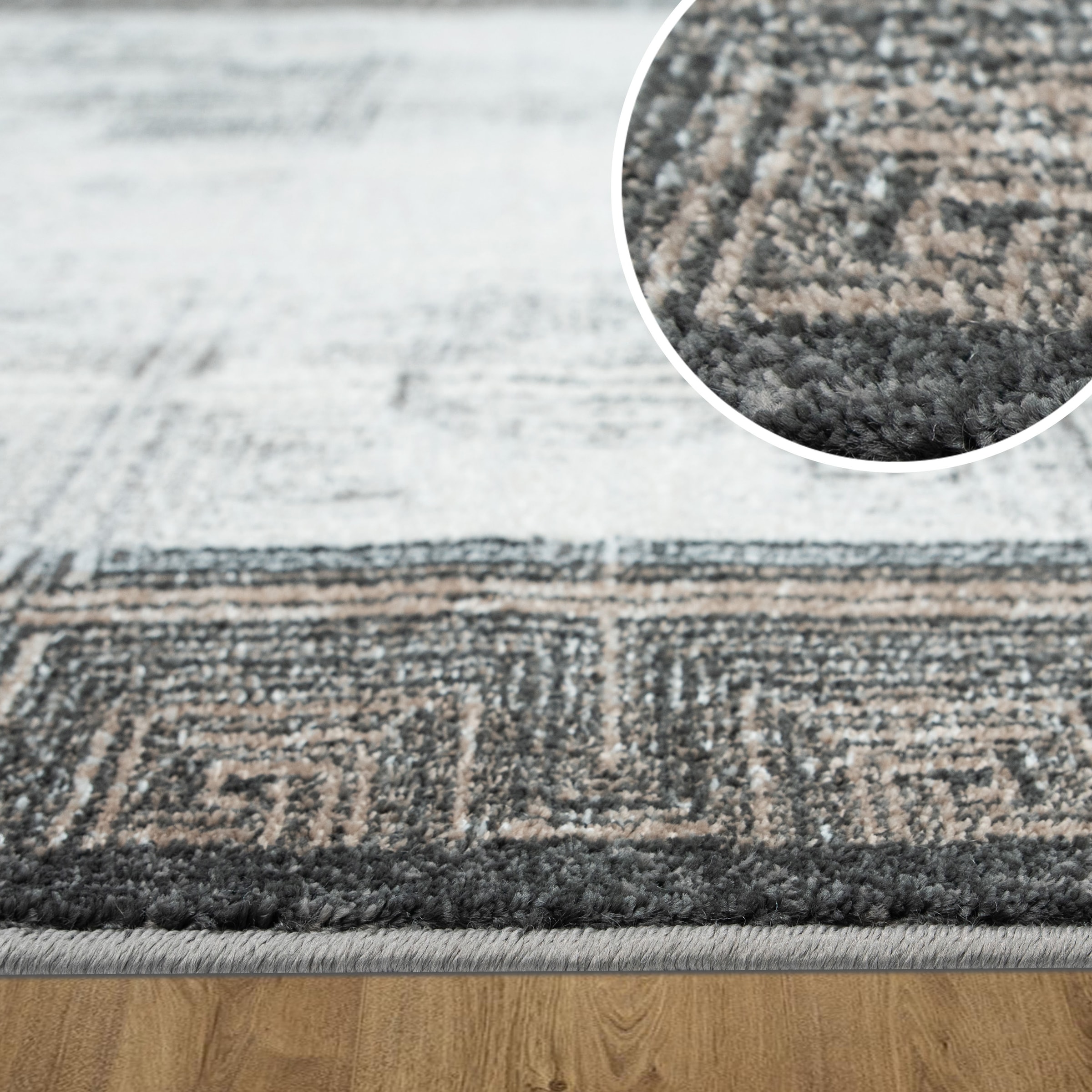 OTTO home Teppich »Aurellia, mit Rahmen« rechteckig 9 mm Höhe im Vintage-Look, meliert, Bordüre, zeitlos, Wohnzimmer, Schlafzimmer