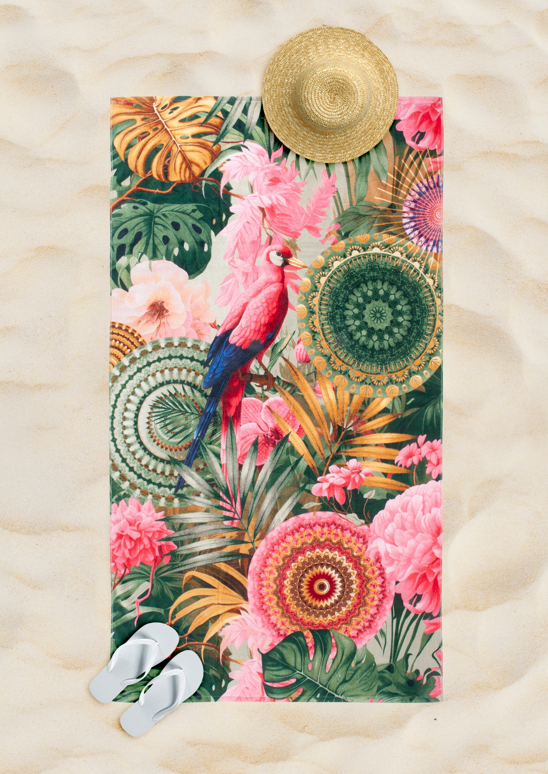 hip Strandtuch »Palay«, (Packung, 1 St., 1 stuck strandtuch), Hip Strandtuch, Baumwolle, Frotteevelours, 100x180, Weich, Mandala
