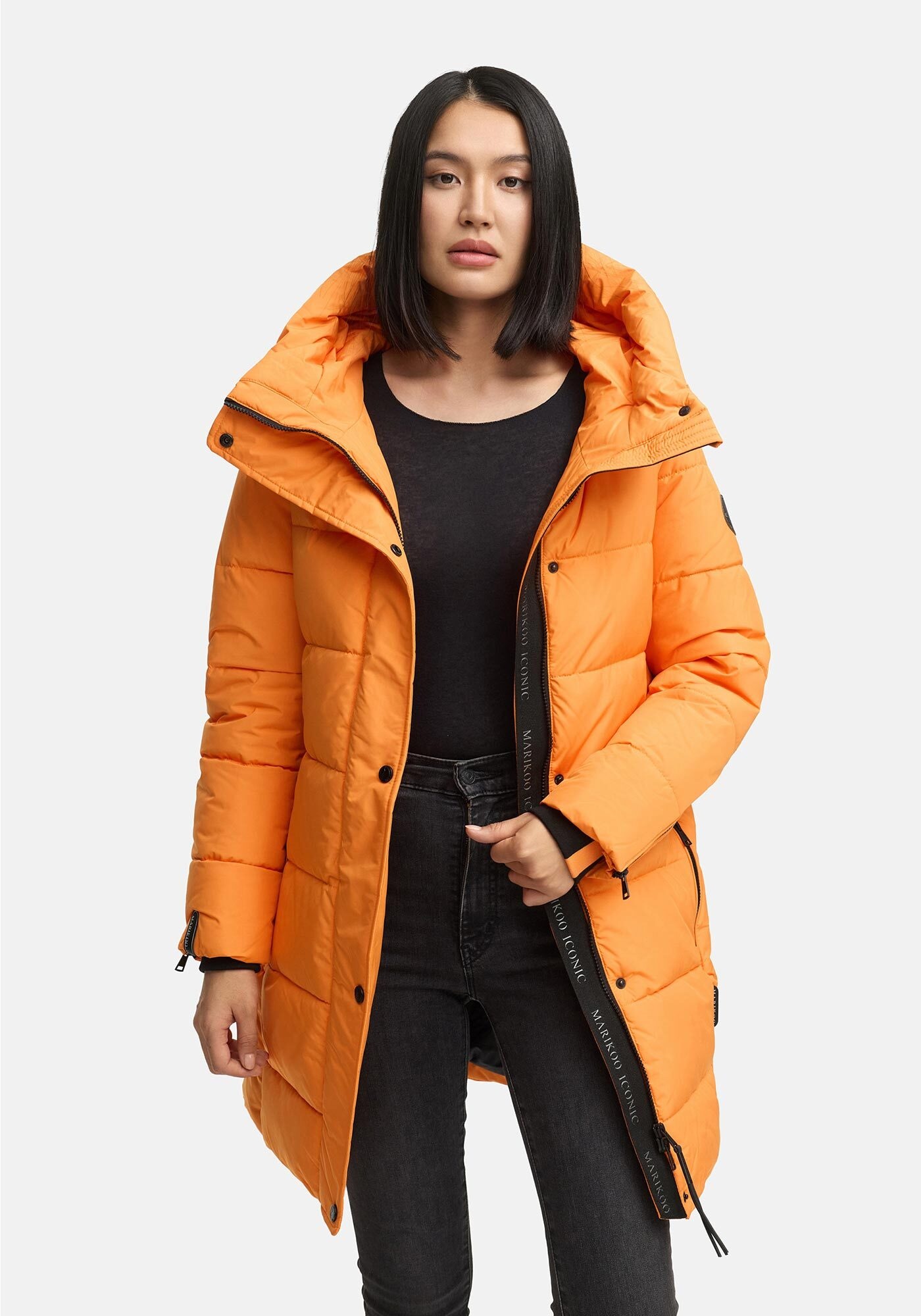 Winterjacke MARIKOO "Karumikoo XVI", Damen, Gr. S, orange, Obermaterial: 100% Polyester; Futter: 100% Polyester; Wattierung: 100% Polyester; Ärmelfutter: 100% Polyester, Jacken Winterjacke, mit großer Kapuze