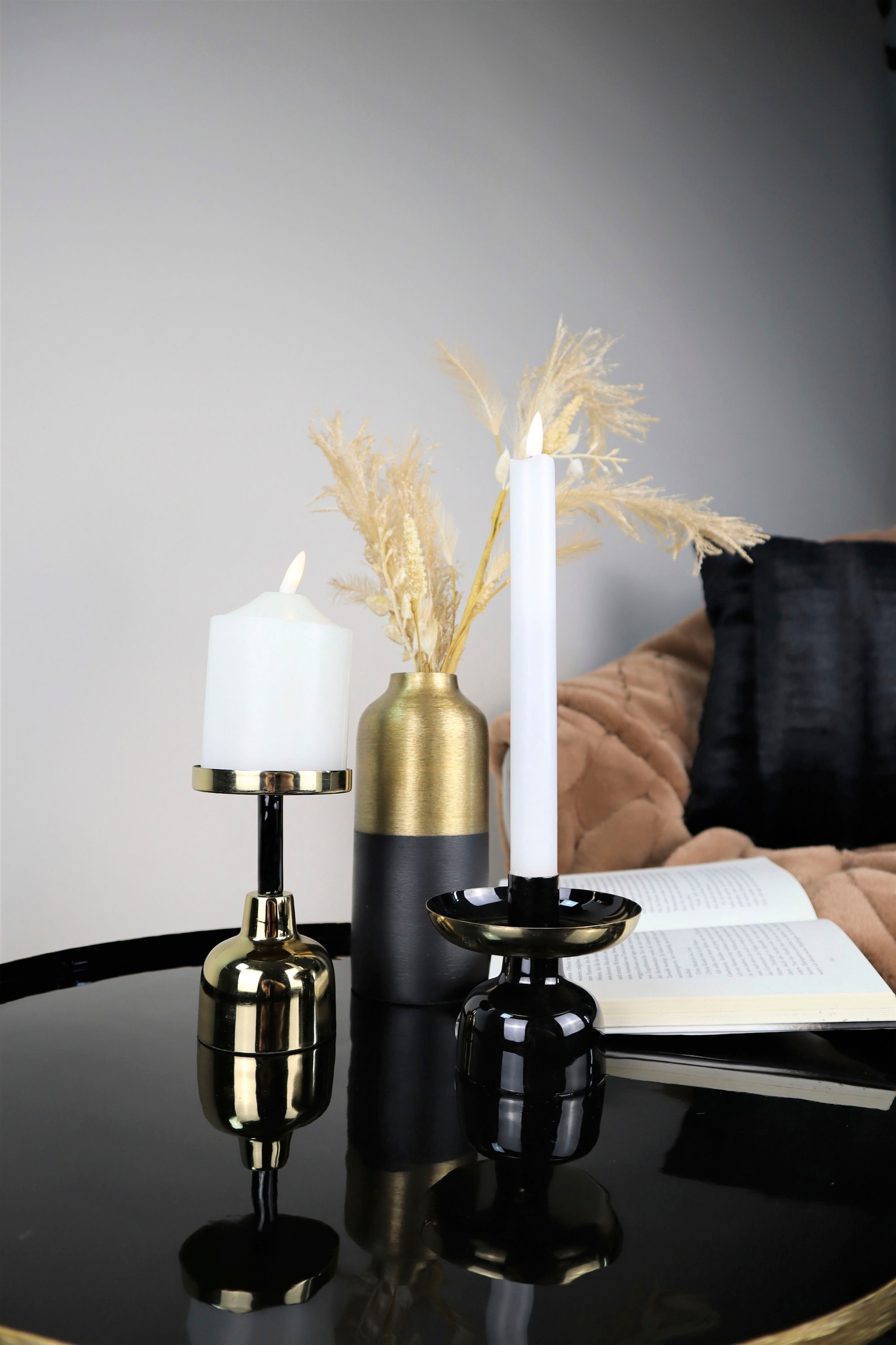 AM Design Kerzenhalter »aus Metall«, (Set, 2 St.), Stumpenkerzenhalter, Höhe ca. 13,5 cm