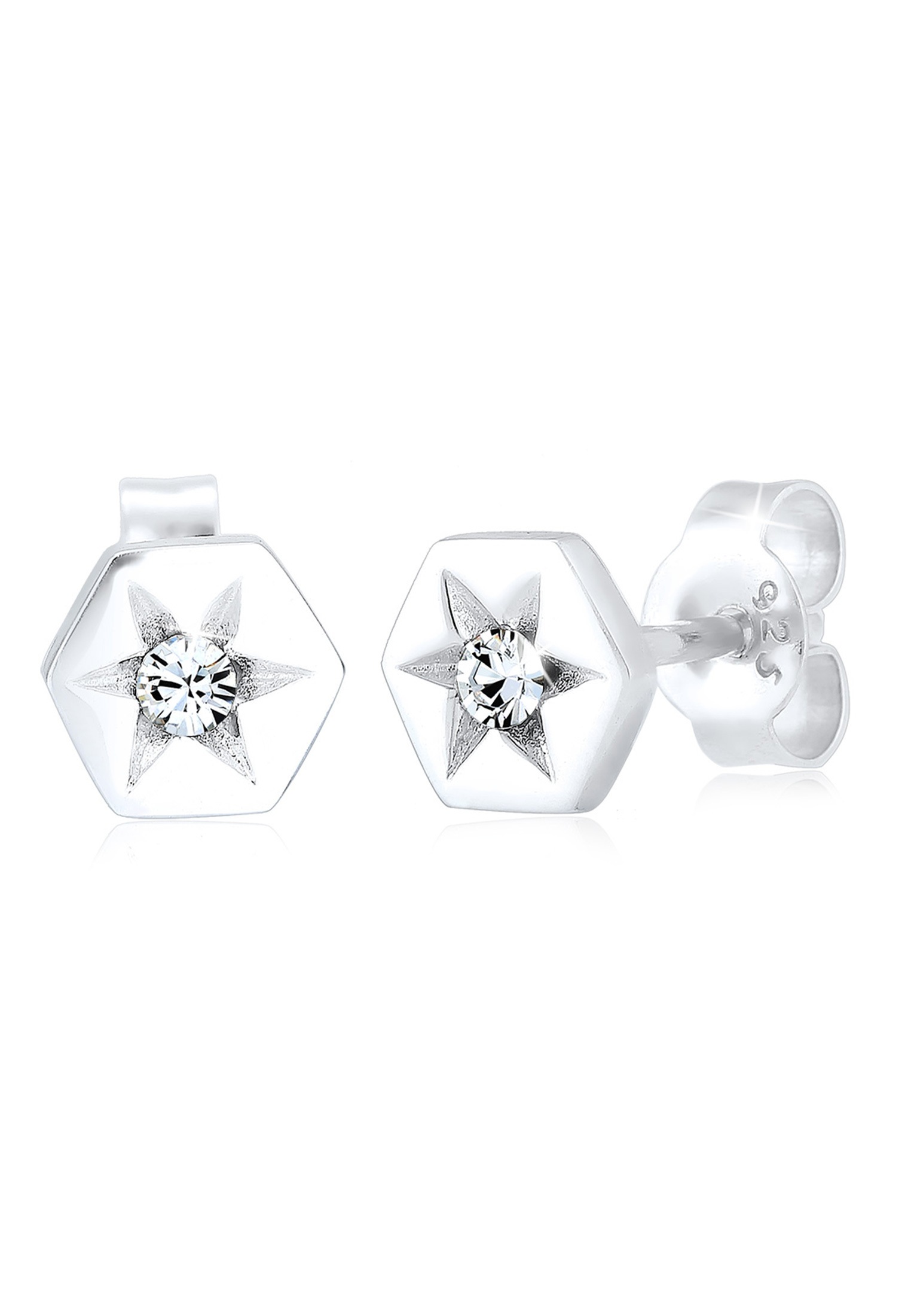 Elli Paar Ohrstecker »Stern Hexagon Kristalle Sterling Silber«