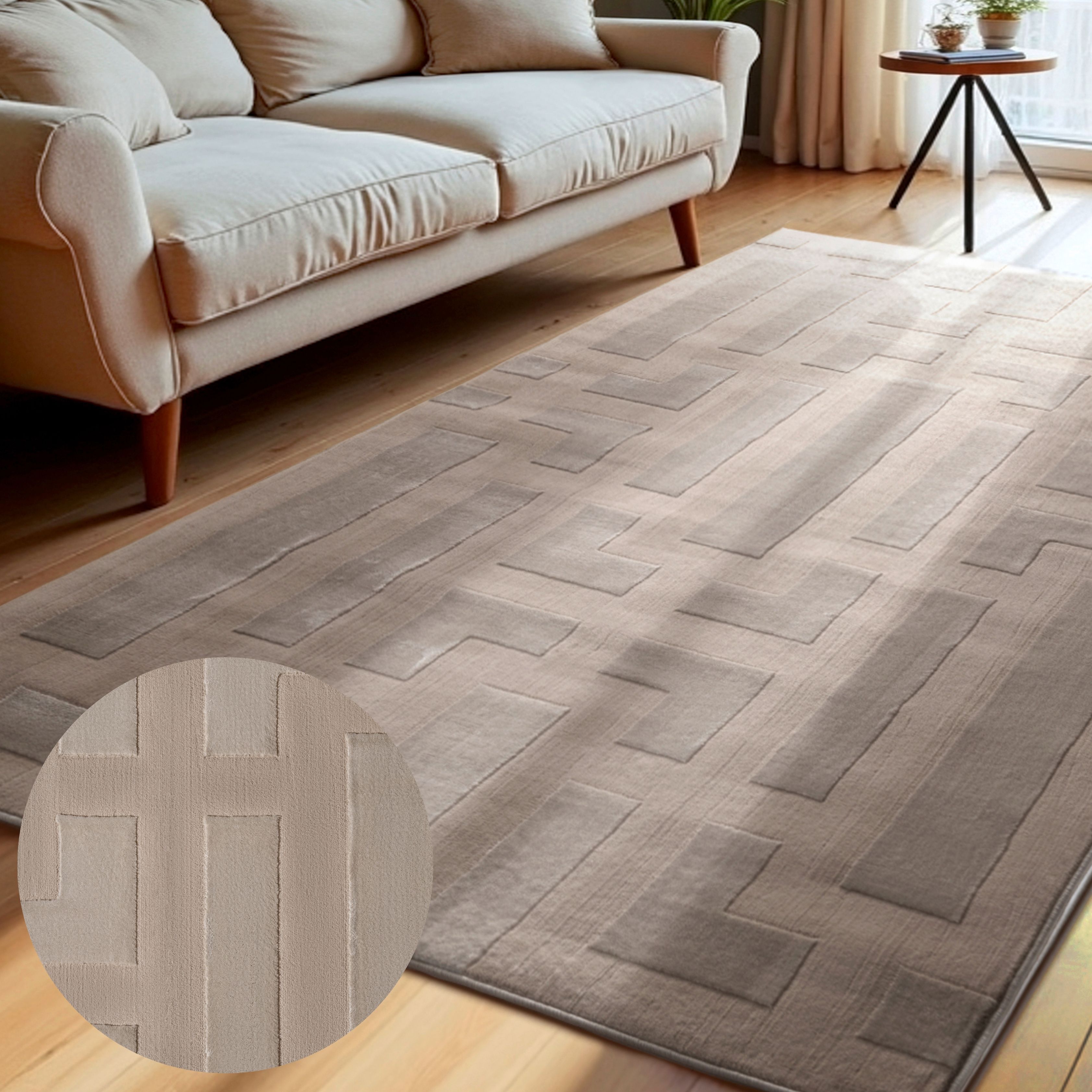 ELLE DECORATION "Onyx" rechteckig 9 mm Höhe Wohnzimmer, Schlafzimmer, Läufer, Hoch-Tief Effekt, Flur, Glanz