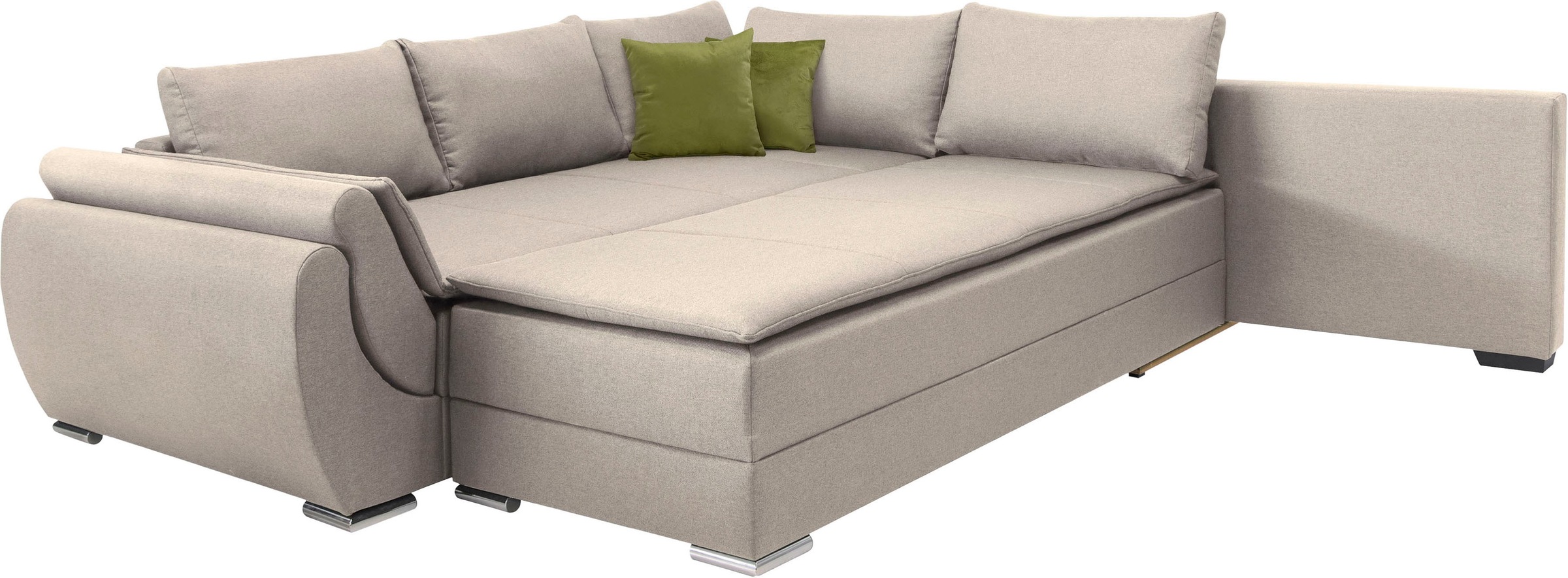 INOSIGN Ecksofa »Göteborg«, mit Boxspring-Bettfunktion und Bettkasten, Dauerschlaffunktion, Topper