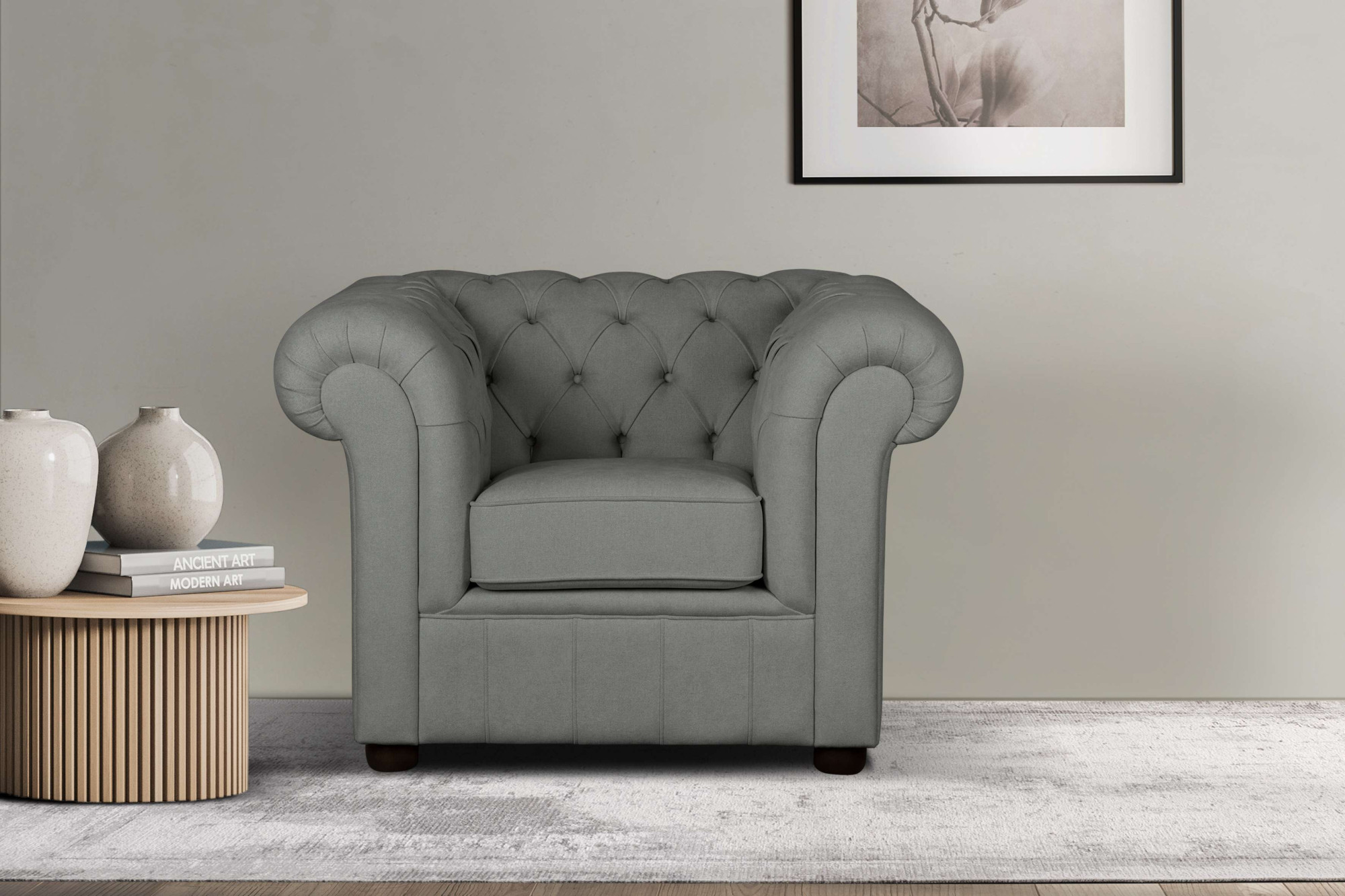 Home affaire Sessel "CHARENTE, Chesterfield, Wellenfederung, Maße B/T/H: 105/89/74 cm" mit edler Knopfheftung und typischen Armlehnen