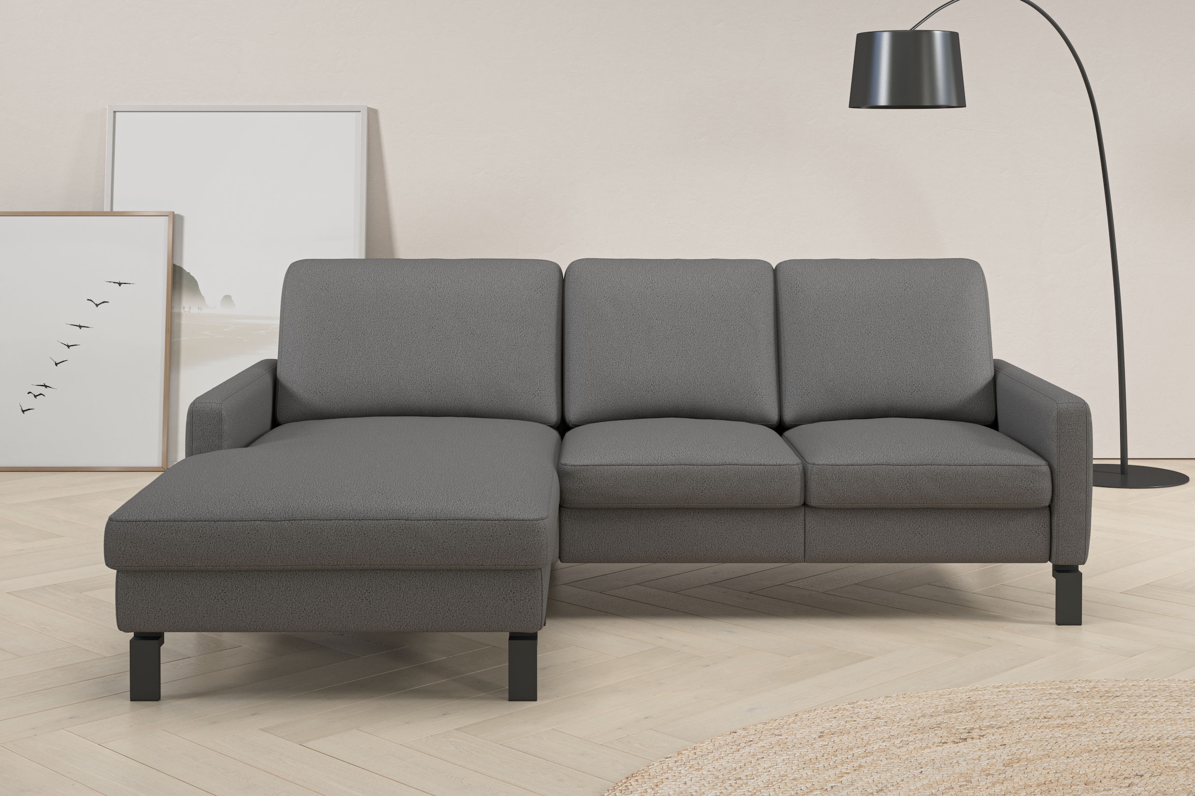 Home affaire Ecksofa "Lecce, L-Form, Federkernpolsterung, Breite 224 cm" inkl. saugroboterfreundliche Höhe & schmale Armlehnen