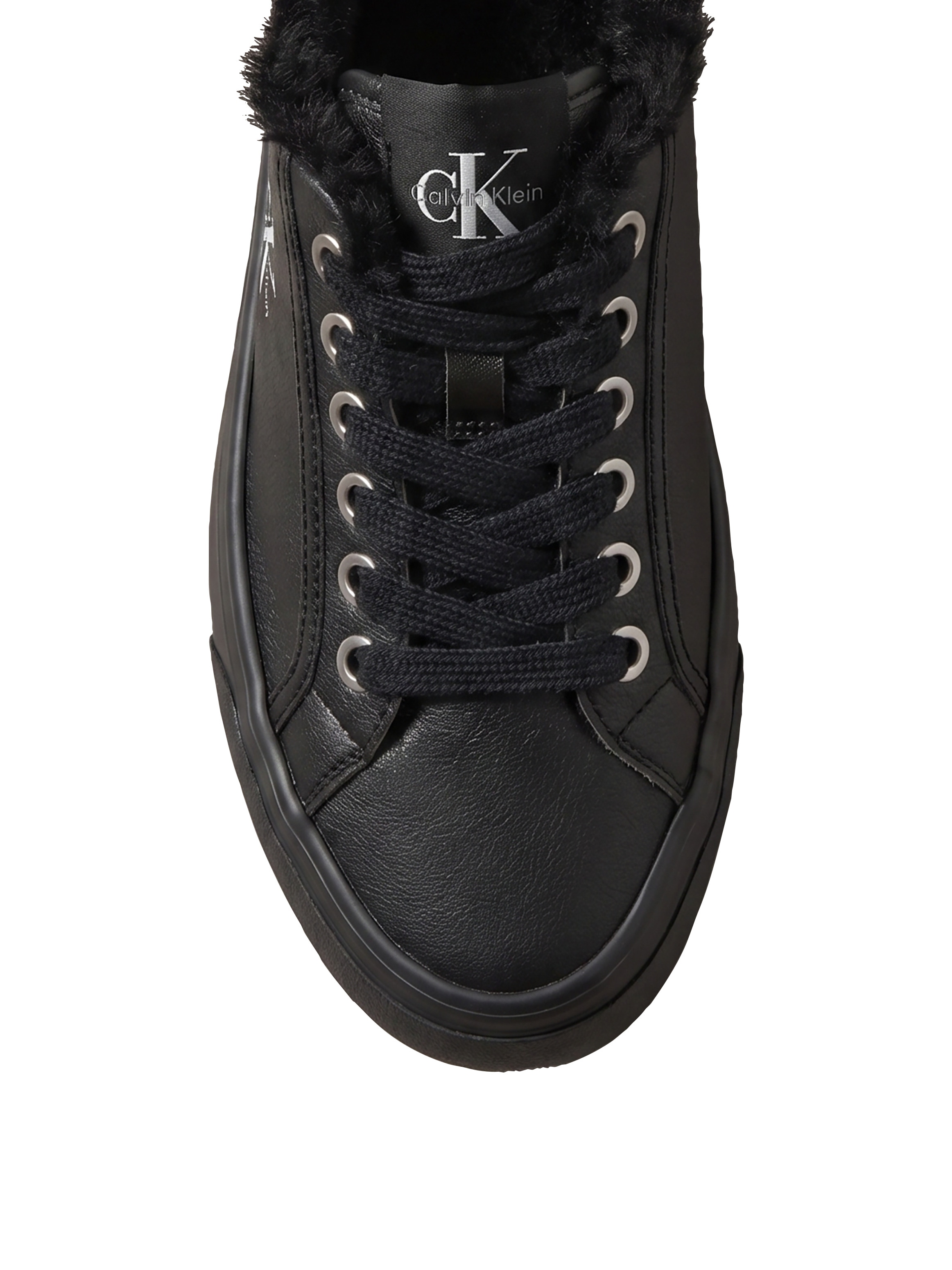 Calvin Klein Plateausneaker »VULC FLATF LACEUP LTH FUR«  Halbschuh, Schnürschuh, Casual-Sneaker mit seitlichem CK-Logo